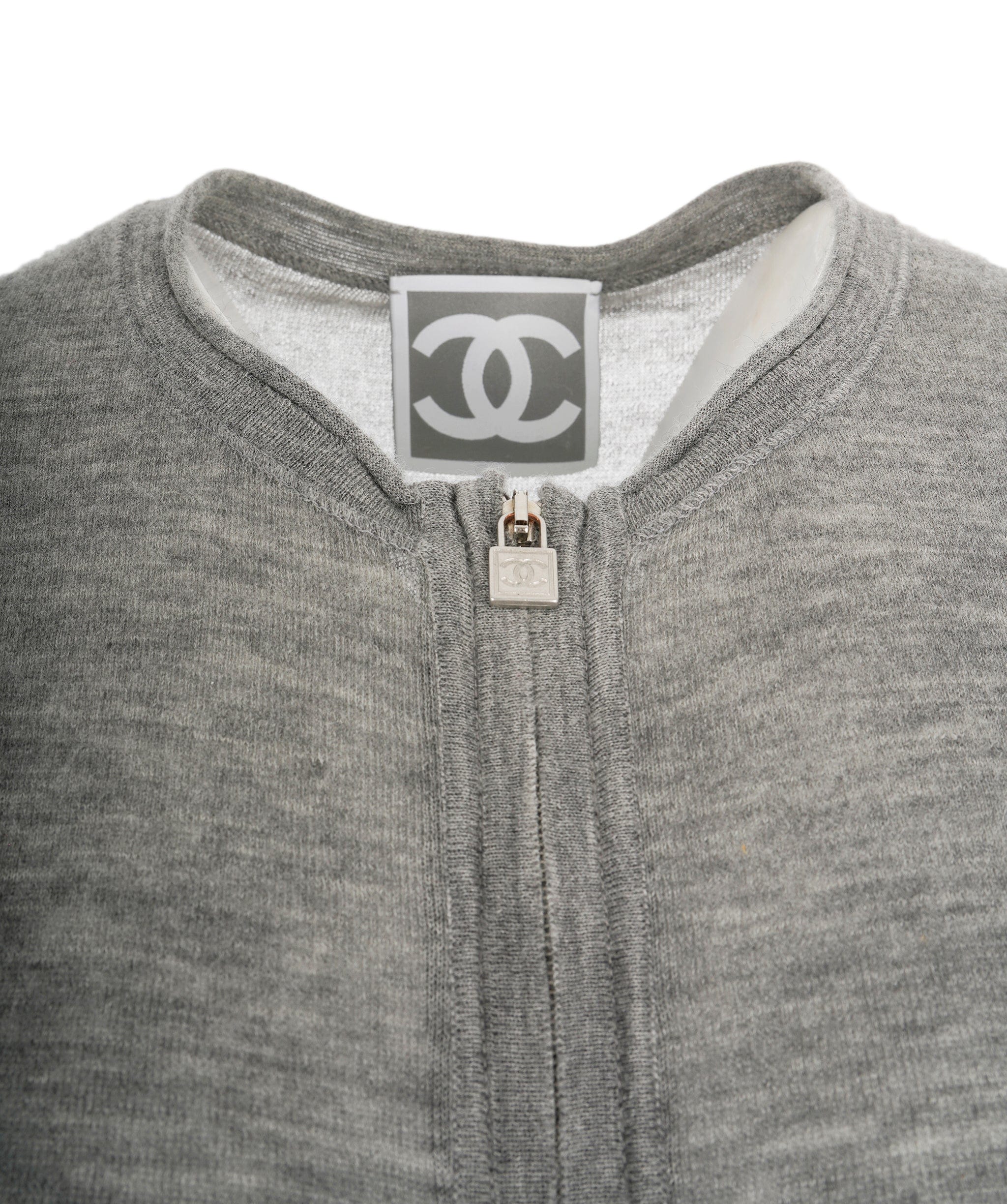 Chanel Chanel CC Sleeve Cashmere Full Zip Sweater Grey ASL10516