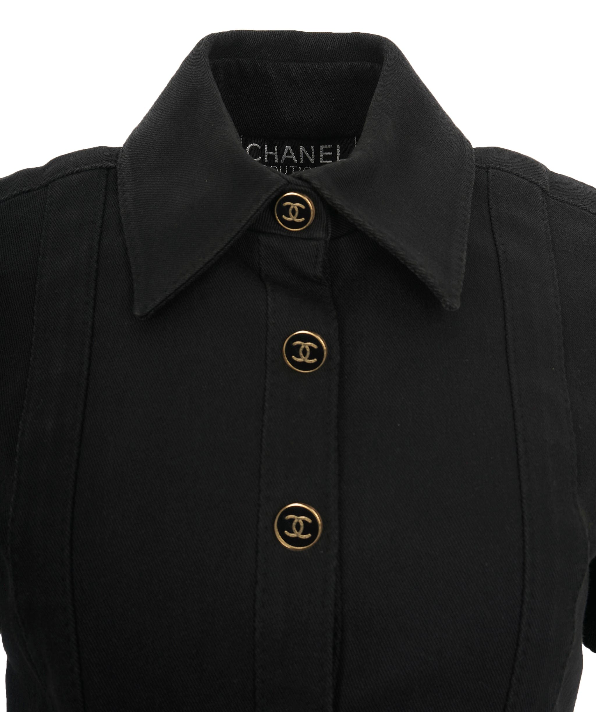 Chanel Chanel CC Snap Buttons Black Denim Shirt  ASL10850