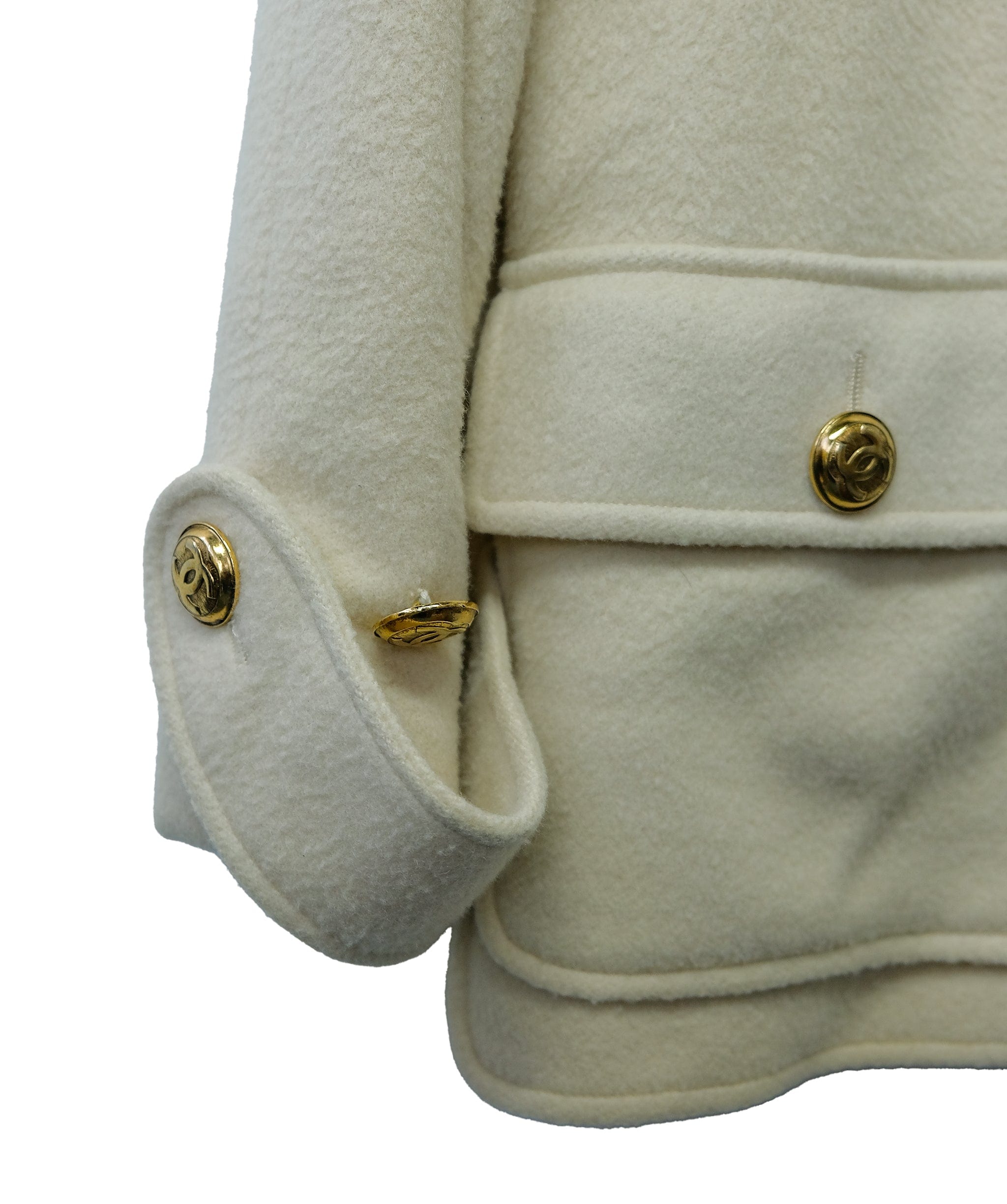 Chanel Chanel Gold Buttons Cashmere Jacket Cream Interior BC ASL10425