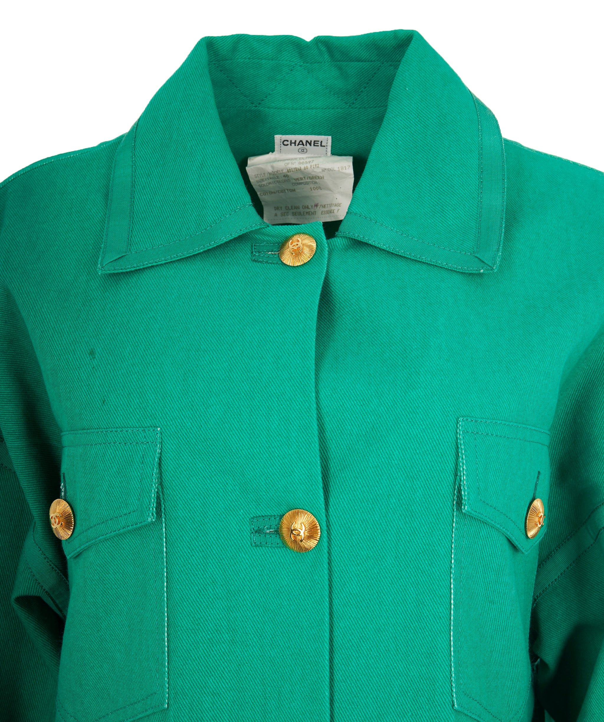 Chanel Chanel Green Denim Safari 1980's jacket  - AJC0771