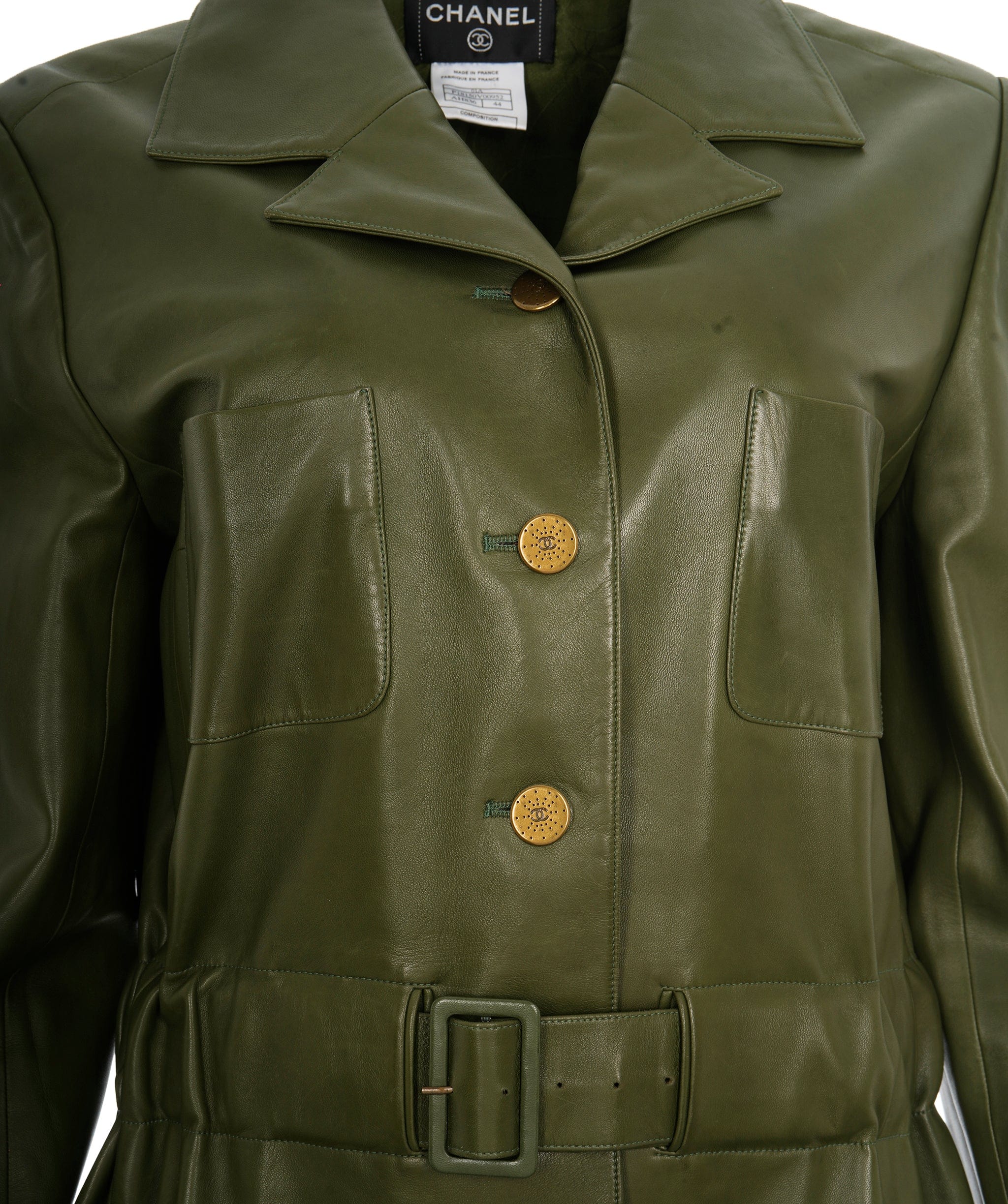 Chanel Chanel Green Leather Trench Coat UKL1364