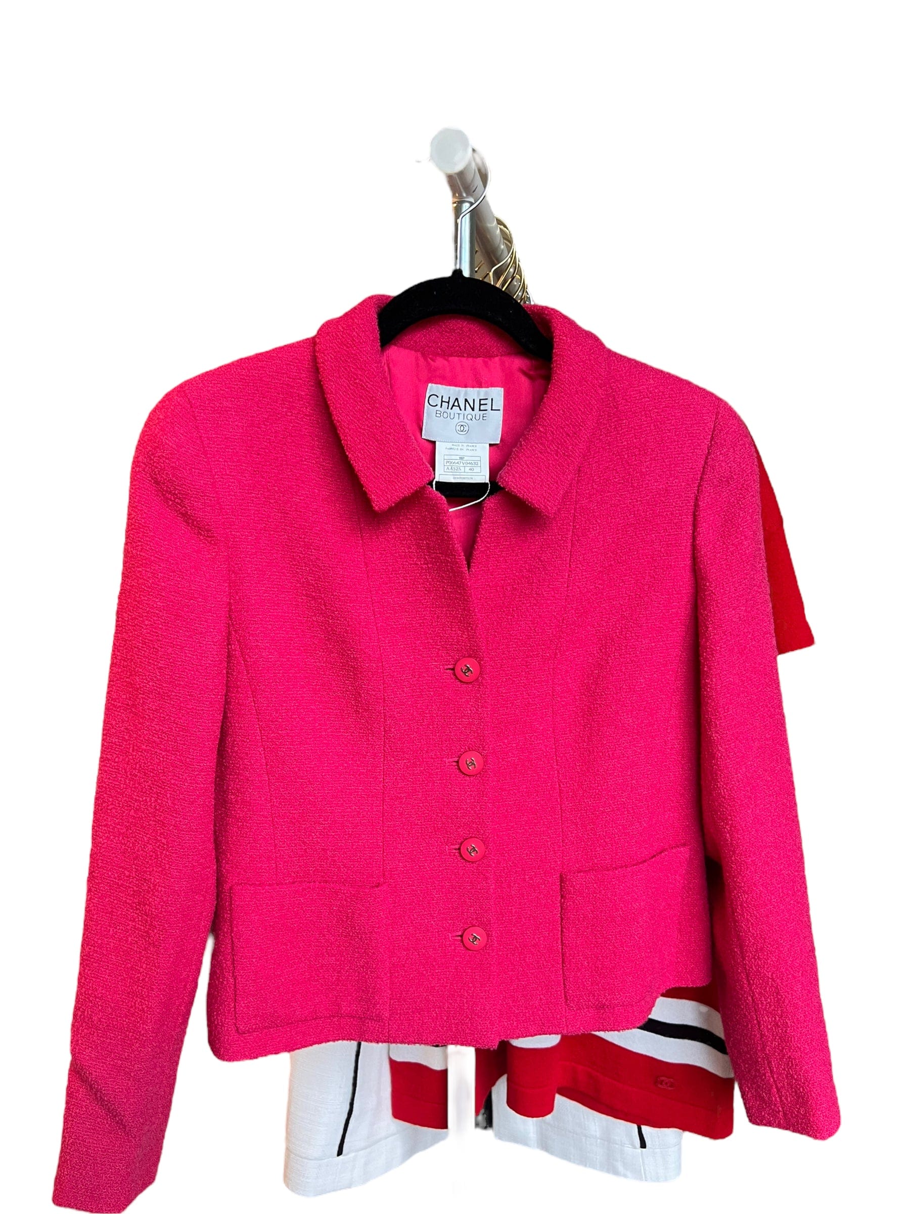 Chanel Chanel Jacket 96p 40 Size Coco Mark Button Pink UKL1446