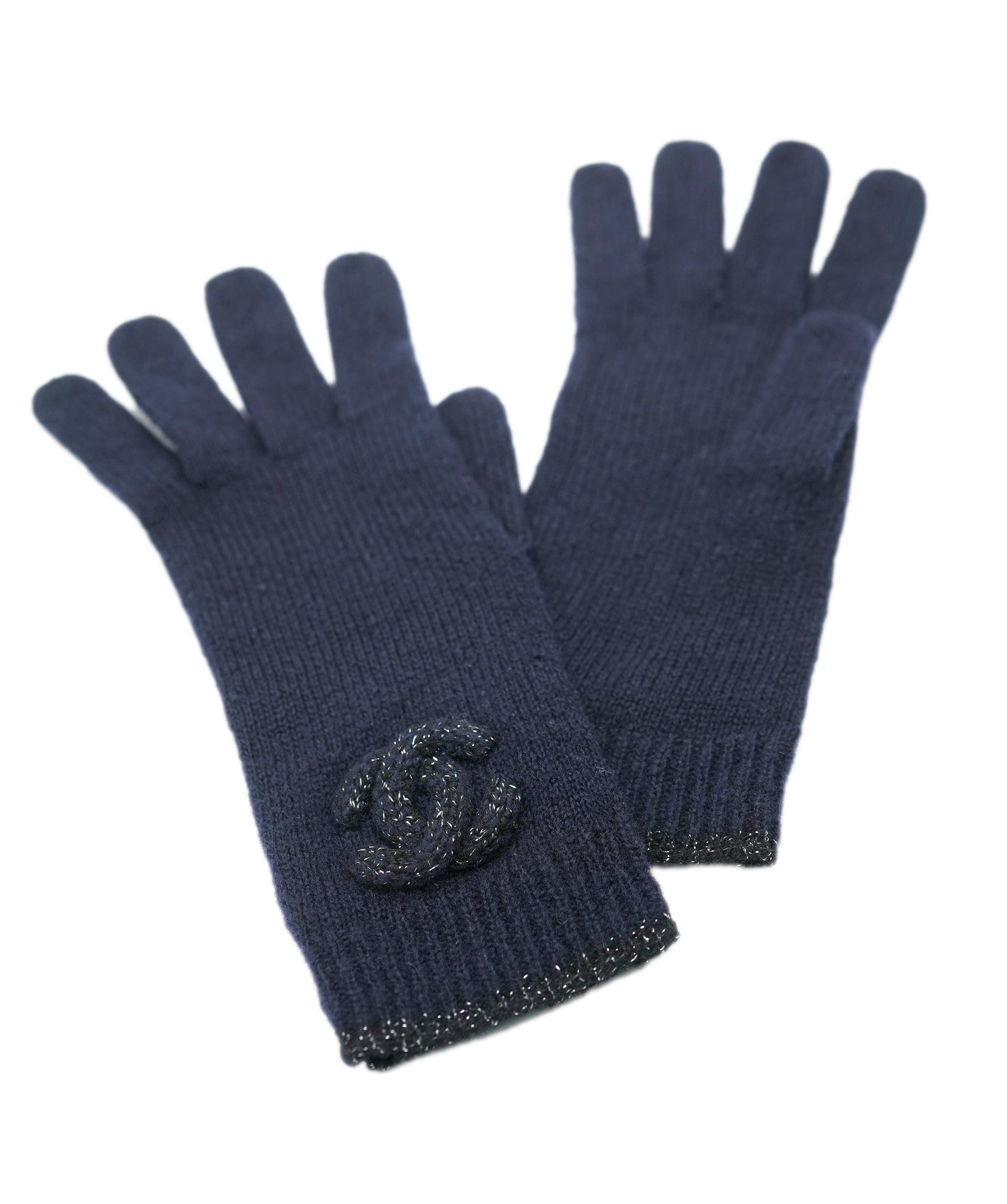 Chanel Chanel Knit Gloves Navy ASL10178