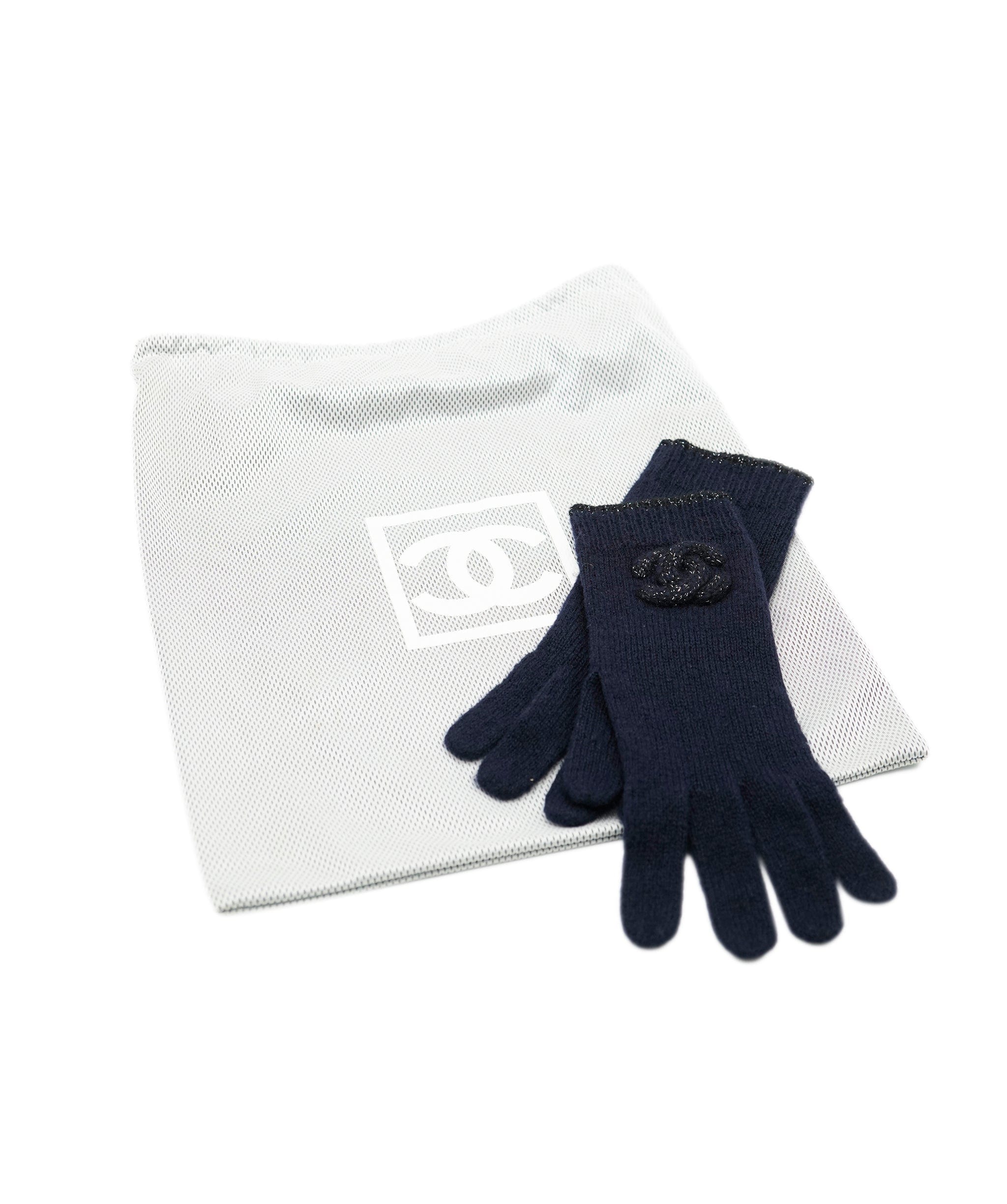 Chanel Chanel Knit Gloves Navy ASL10178