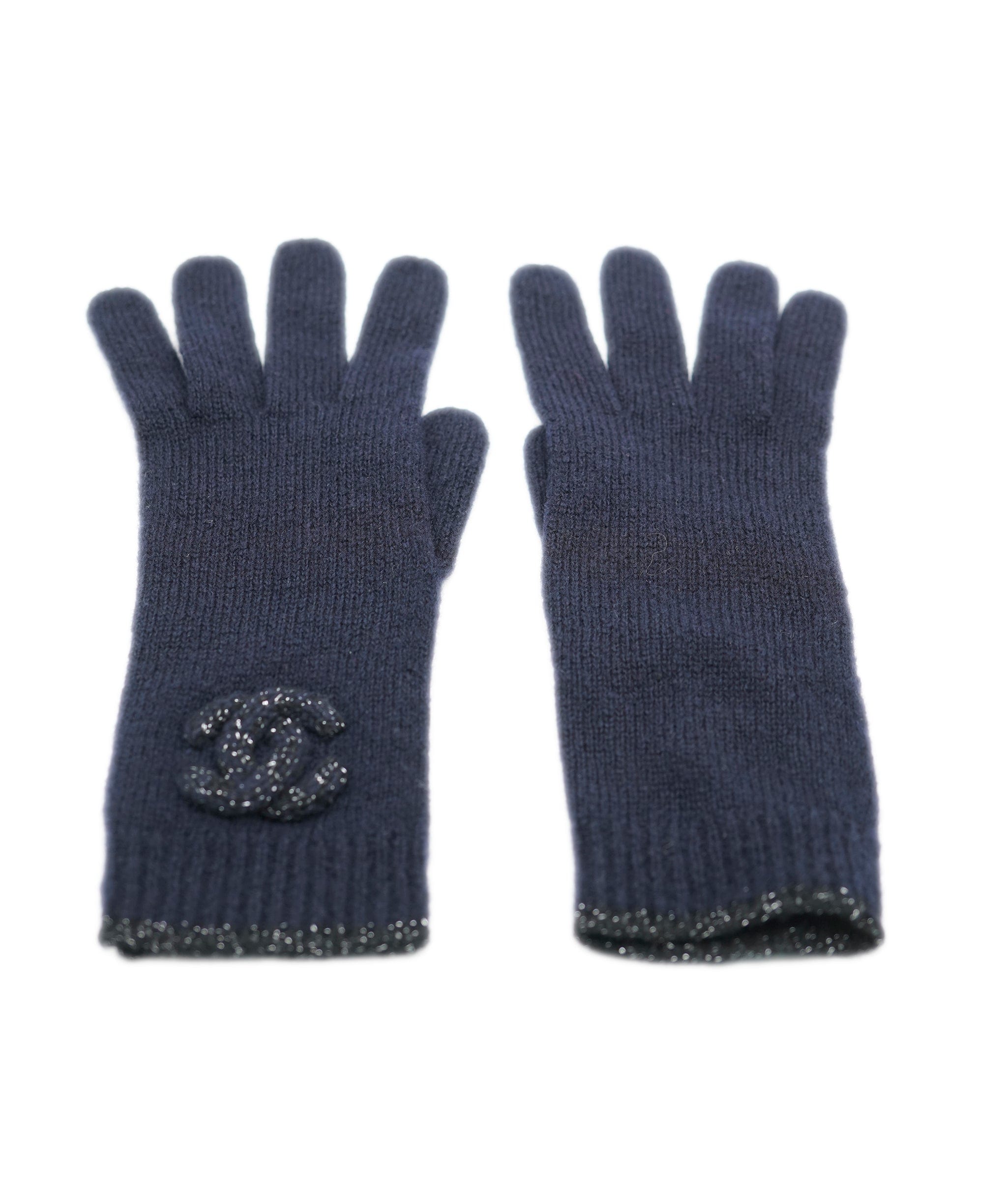 Chanel Chanel Knit Gloves Navy ASL10178