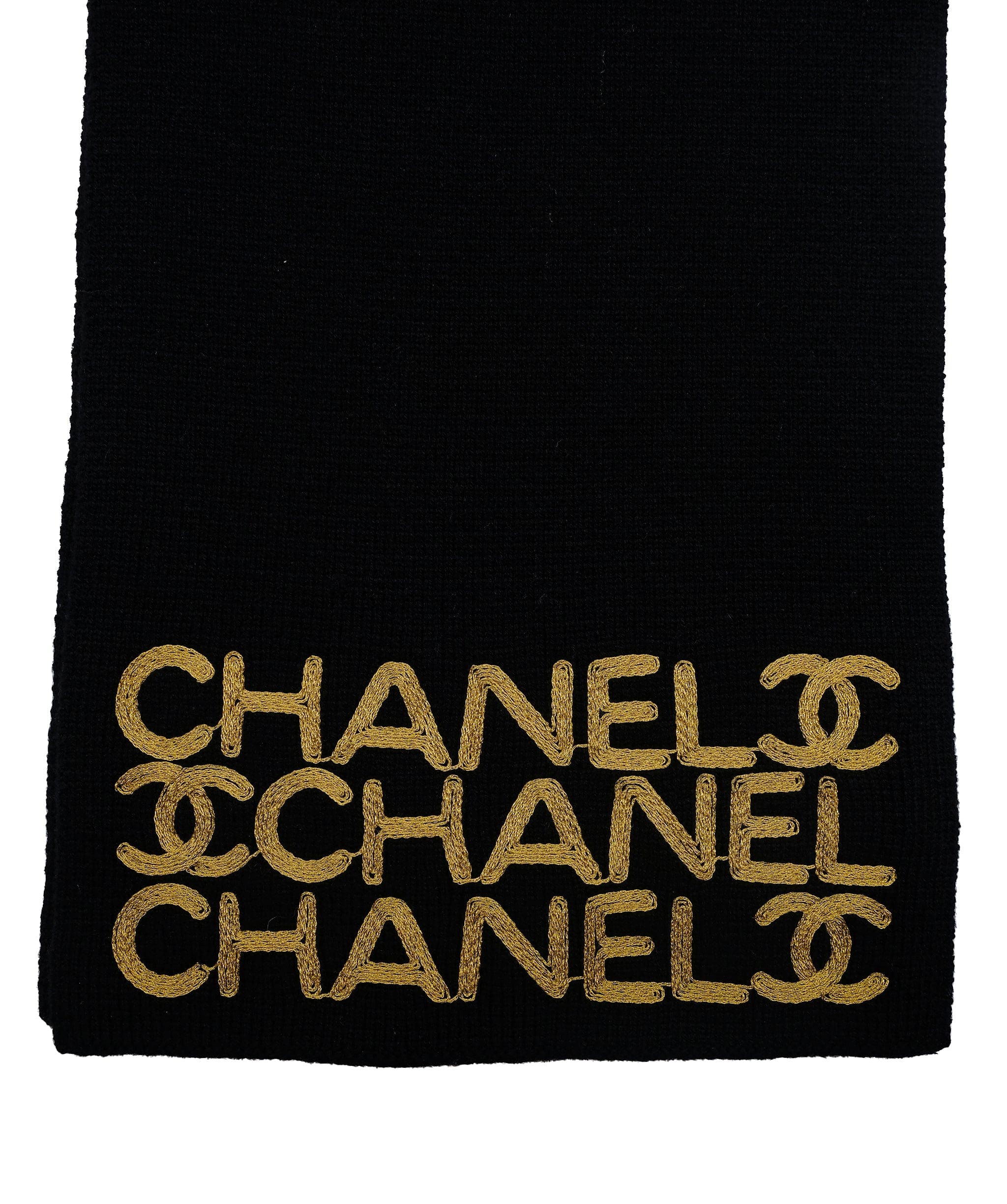 Chanel Chanel Logo Black Gold	Scarf DXBS0511