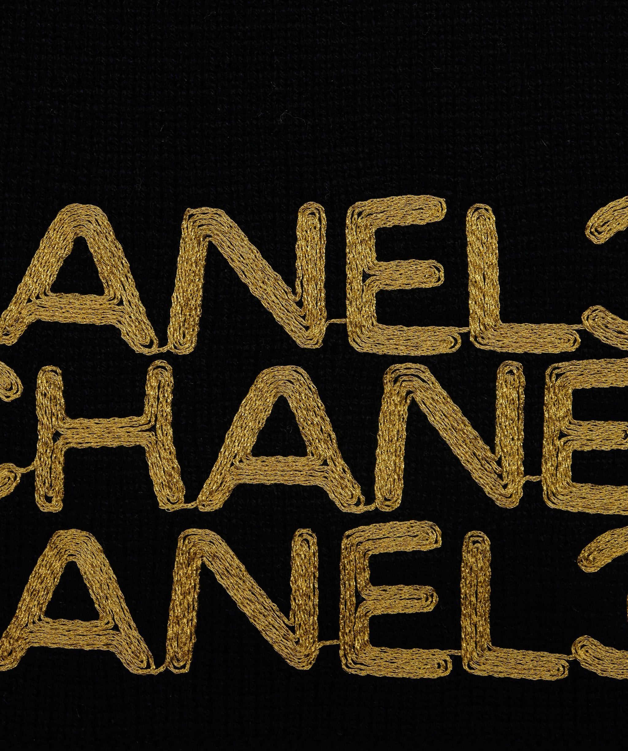 Chanel Chanel Logo Black Gold	Scarf DXBS0511