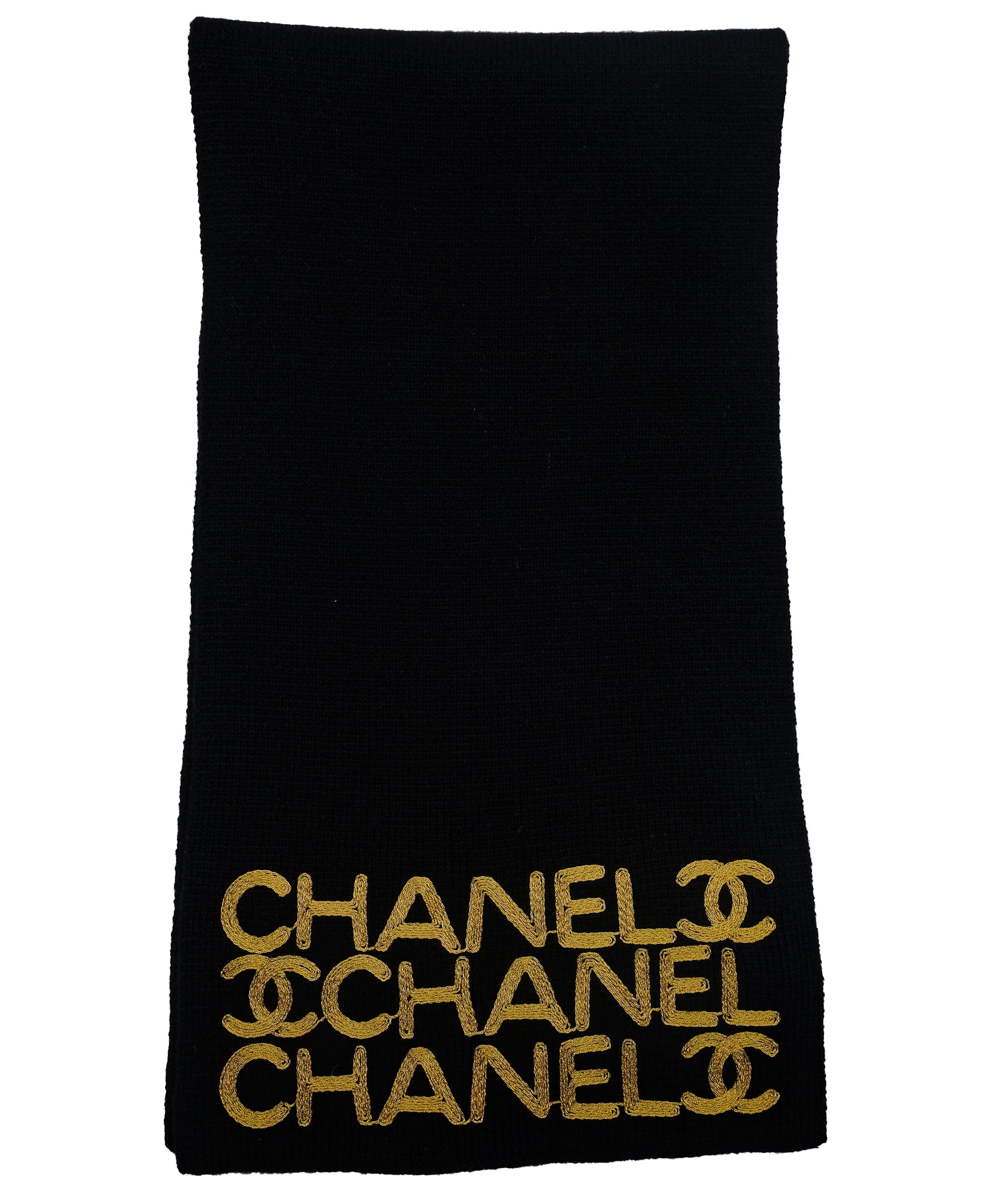 Chanel Chanel Logo Black Gold	Scarf DXBS0511