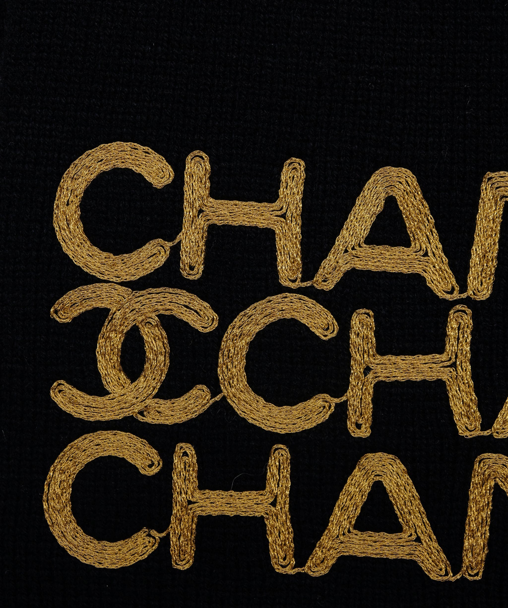 Chanel Chanel Logo Black Gold	Scarf DXBS0511