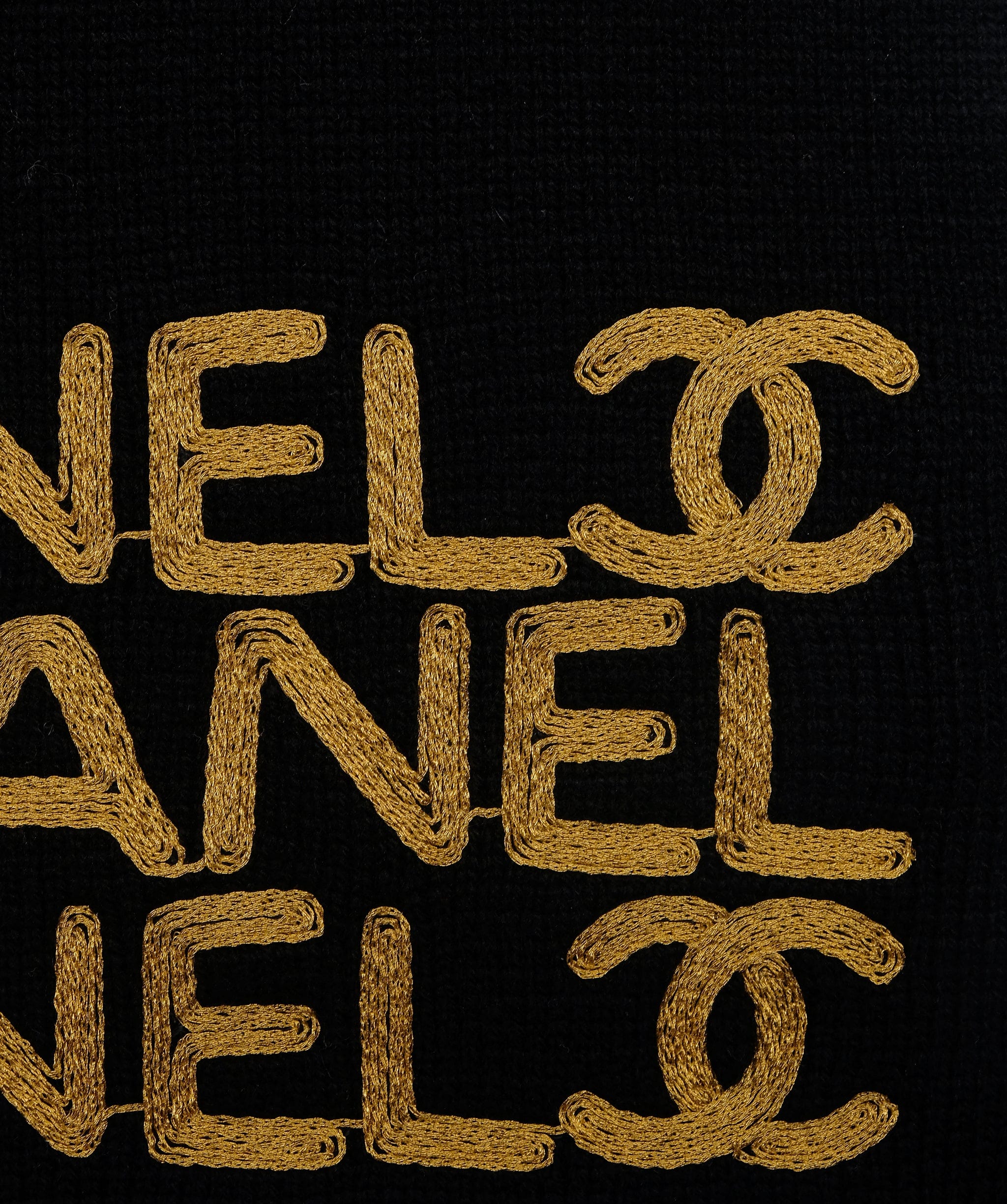 Chanel Chanel Logo Black Gold	Scarf DXBS0511