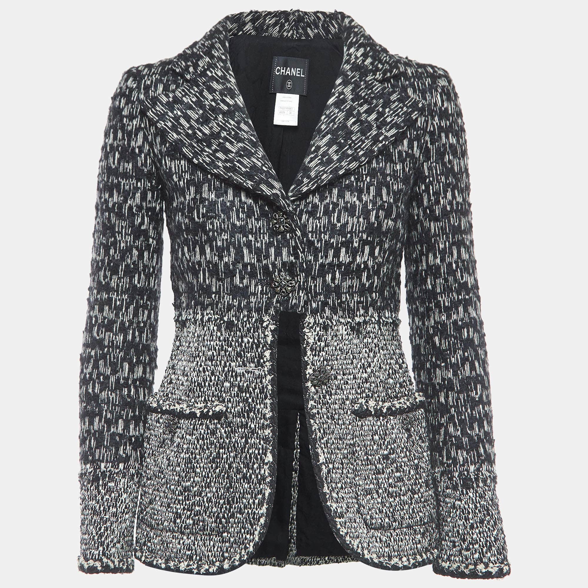 Chanel Chanel monochrome Boucle Tweed Jacket S ASCLC2585