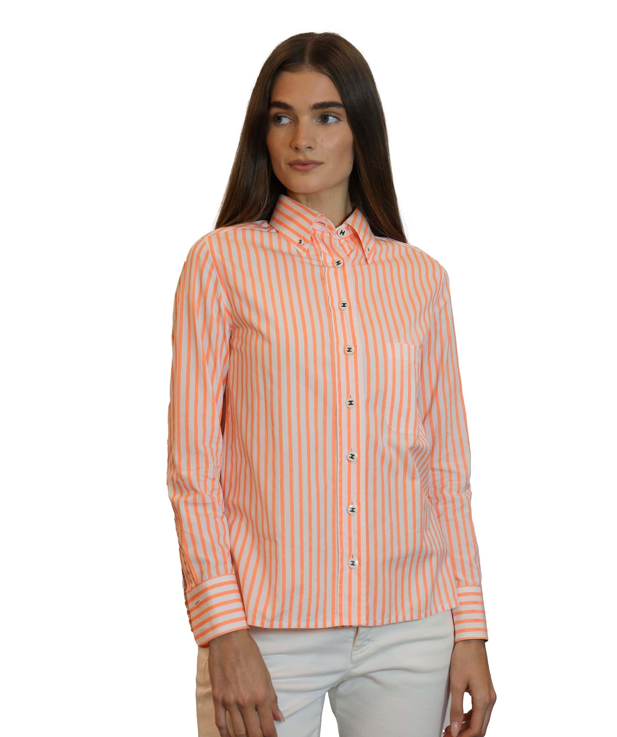 Chanel Chanel orange/ white pinstripe shirt - DXBV0868