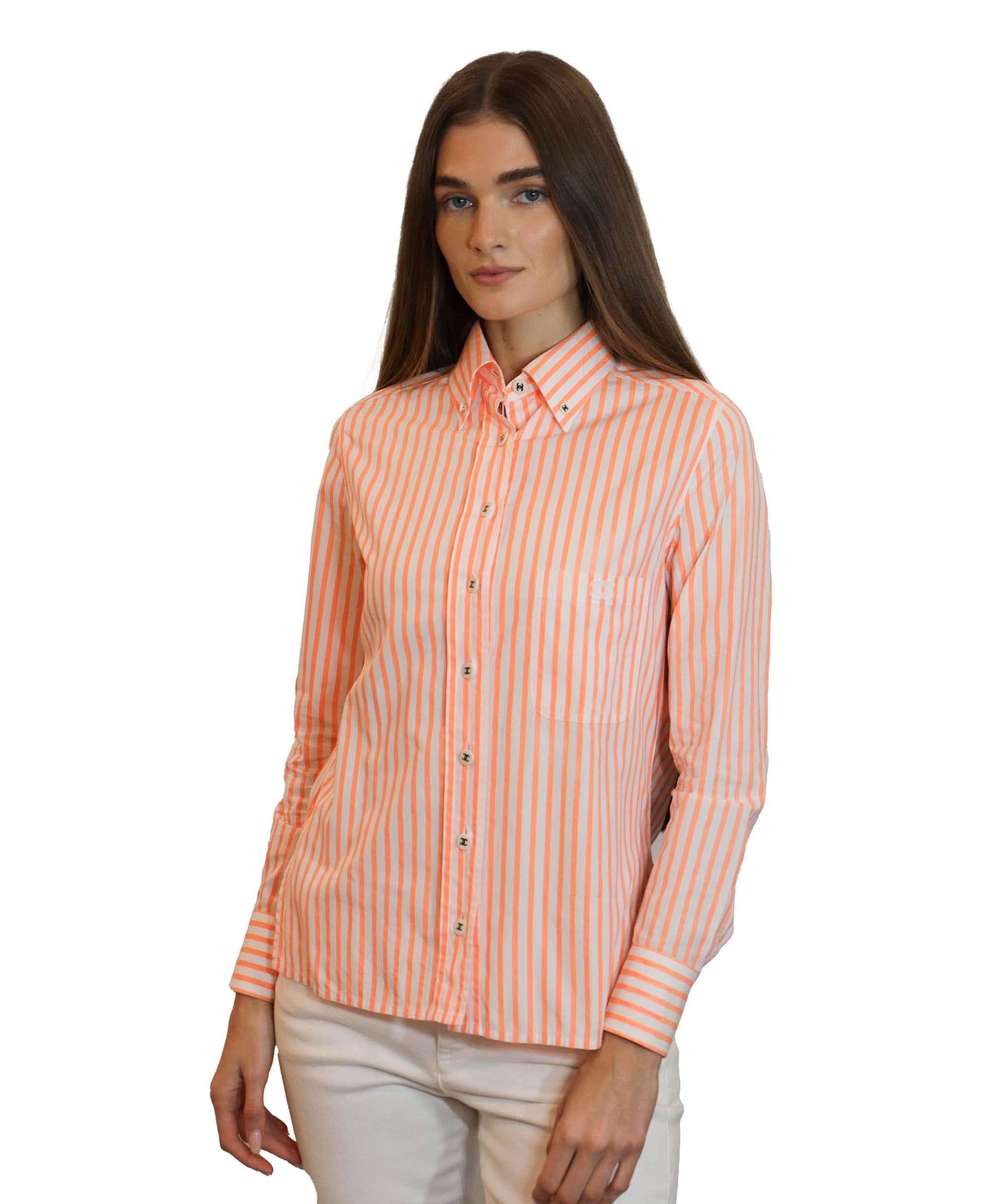 Chanel Chanel orange/ white pinstripe shirt - DXBV0868