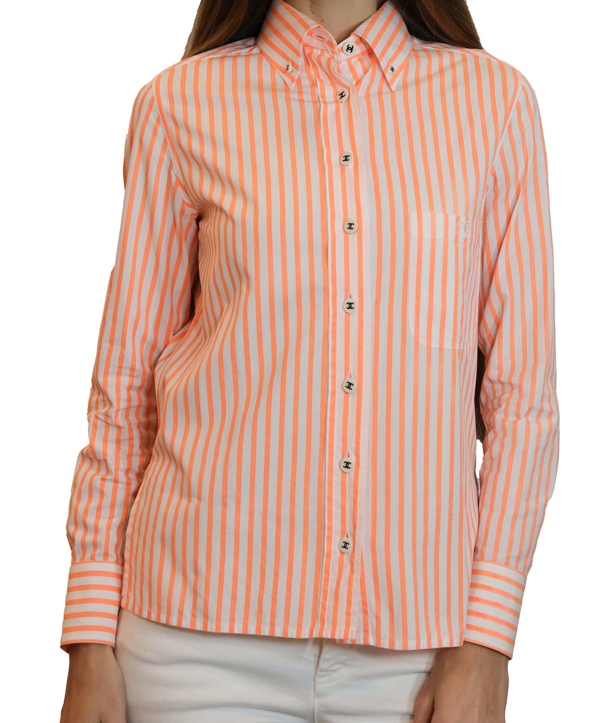 Chanel Chanel orange/ white pinstripe shirt - DXBV0868