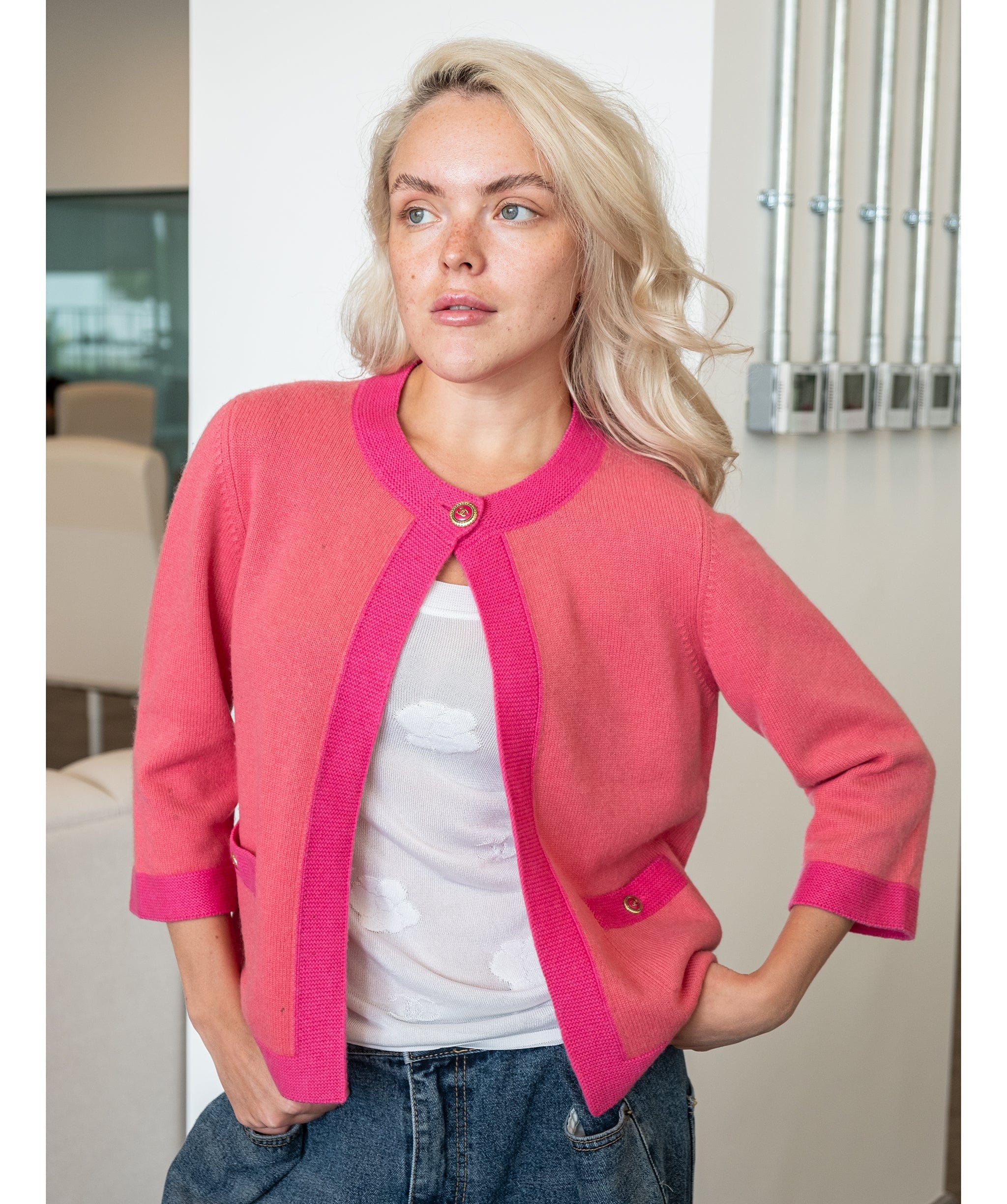 Chanel Chanel Pink Cashmere Cardigan DXBS0520