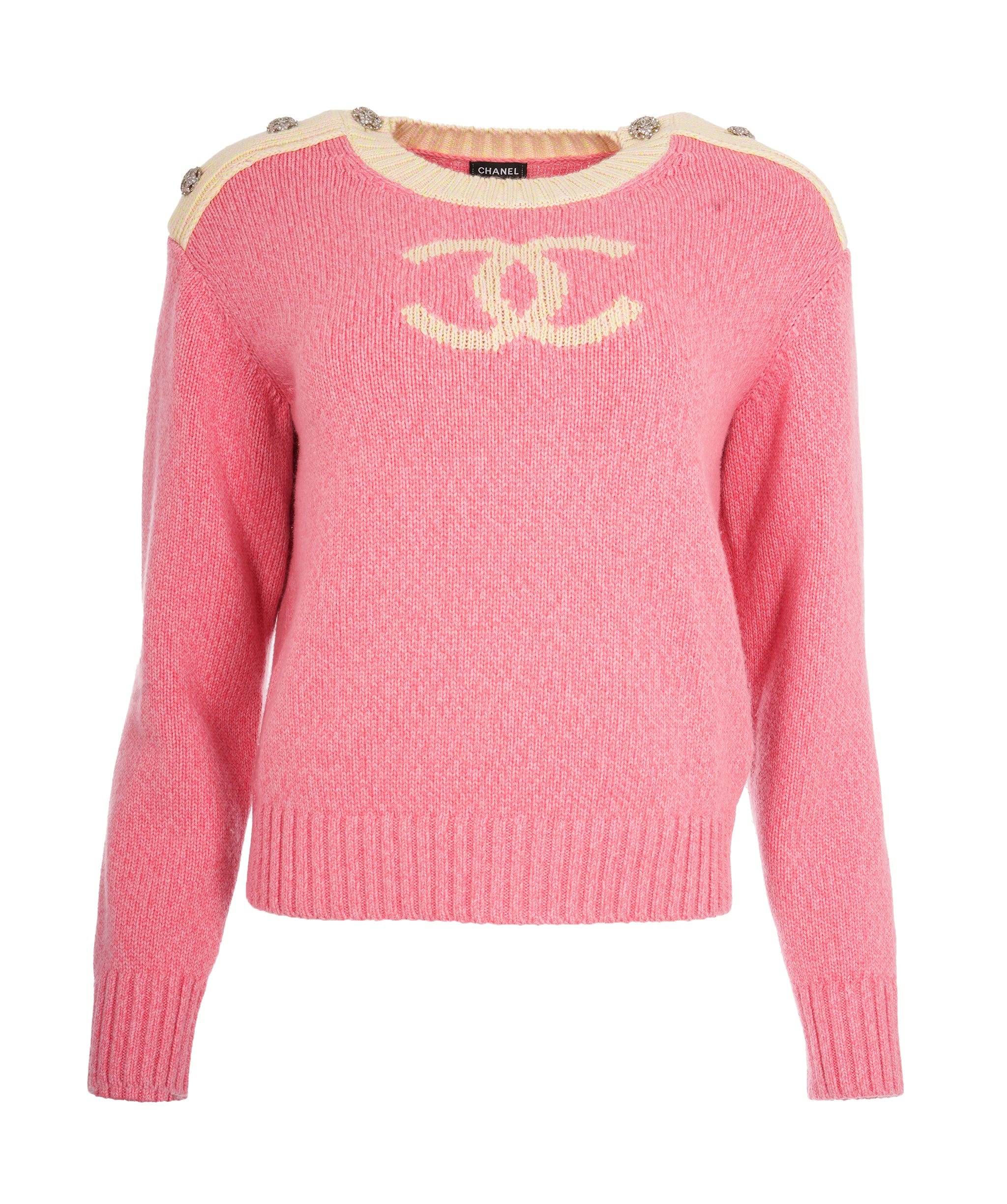 Chanel Chanel Pink cashmere center CC sweater with buttons  AVC1941