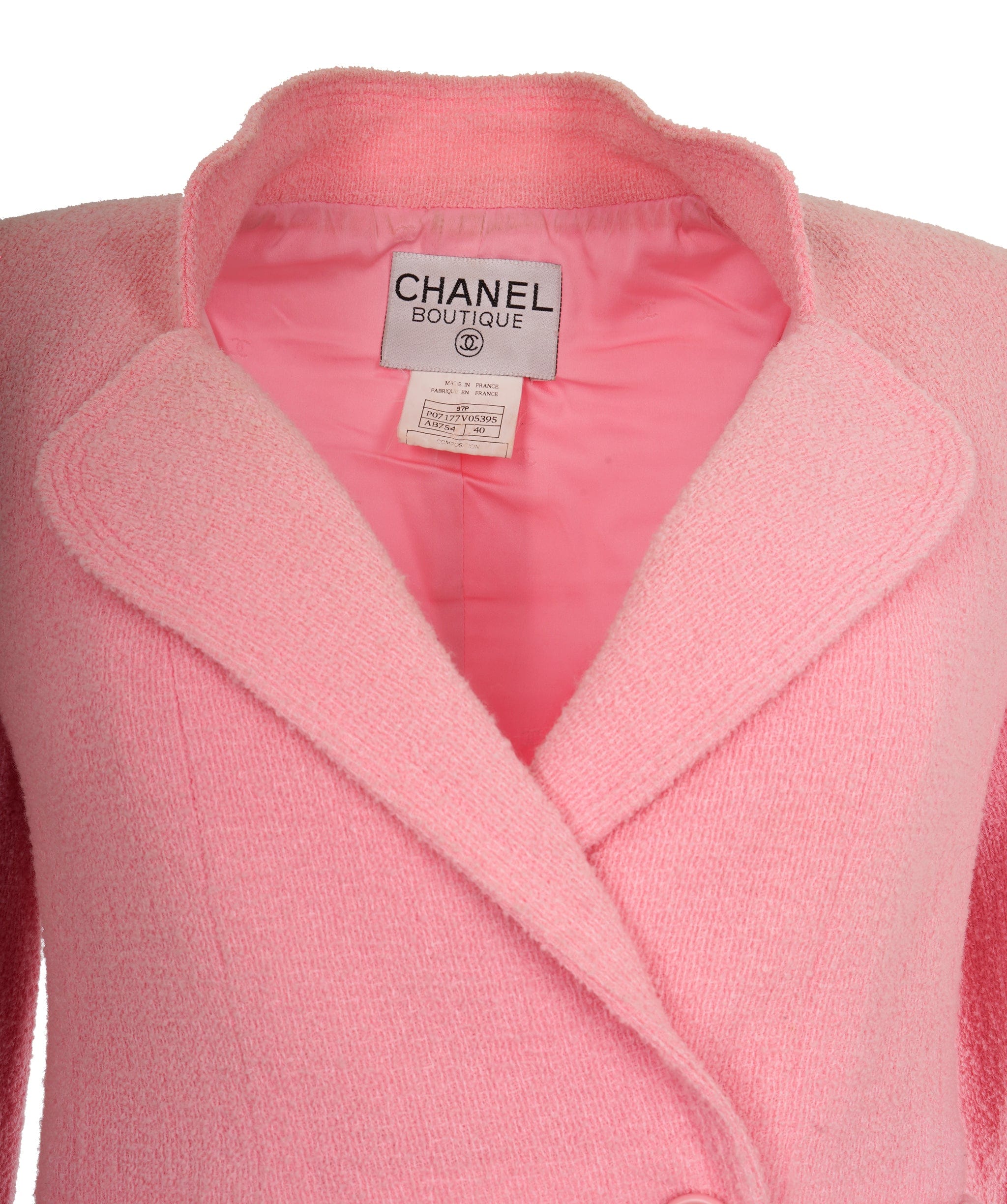 Chanel Chanel Pink Tweed CC Button Jacket 97P  ALC1725