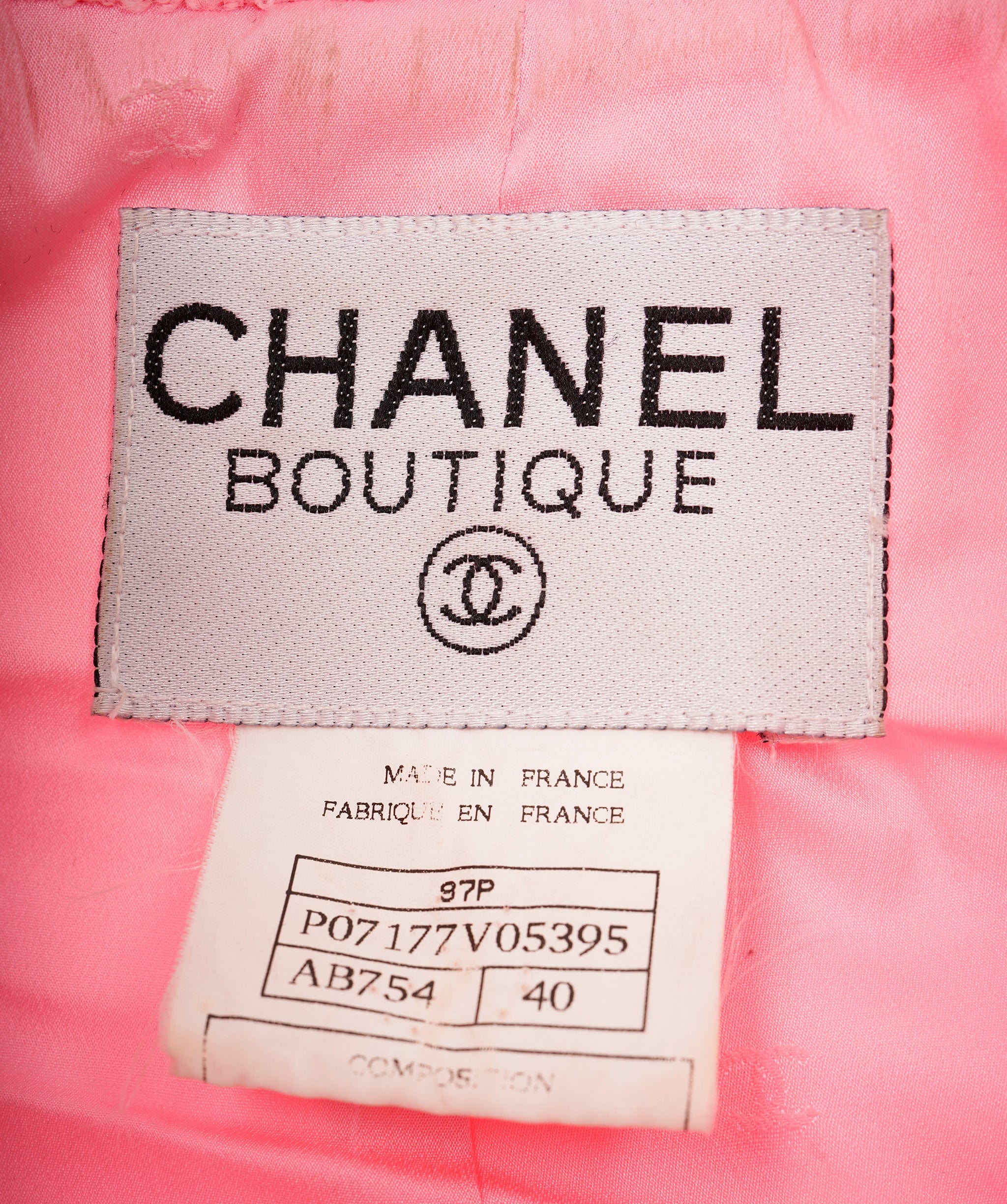 Chanel Chanel Pink Tweed CC Button Jacket 97P  ALC1725