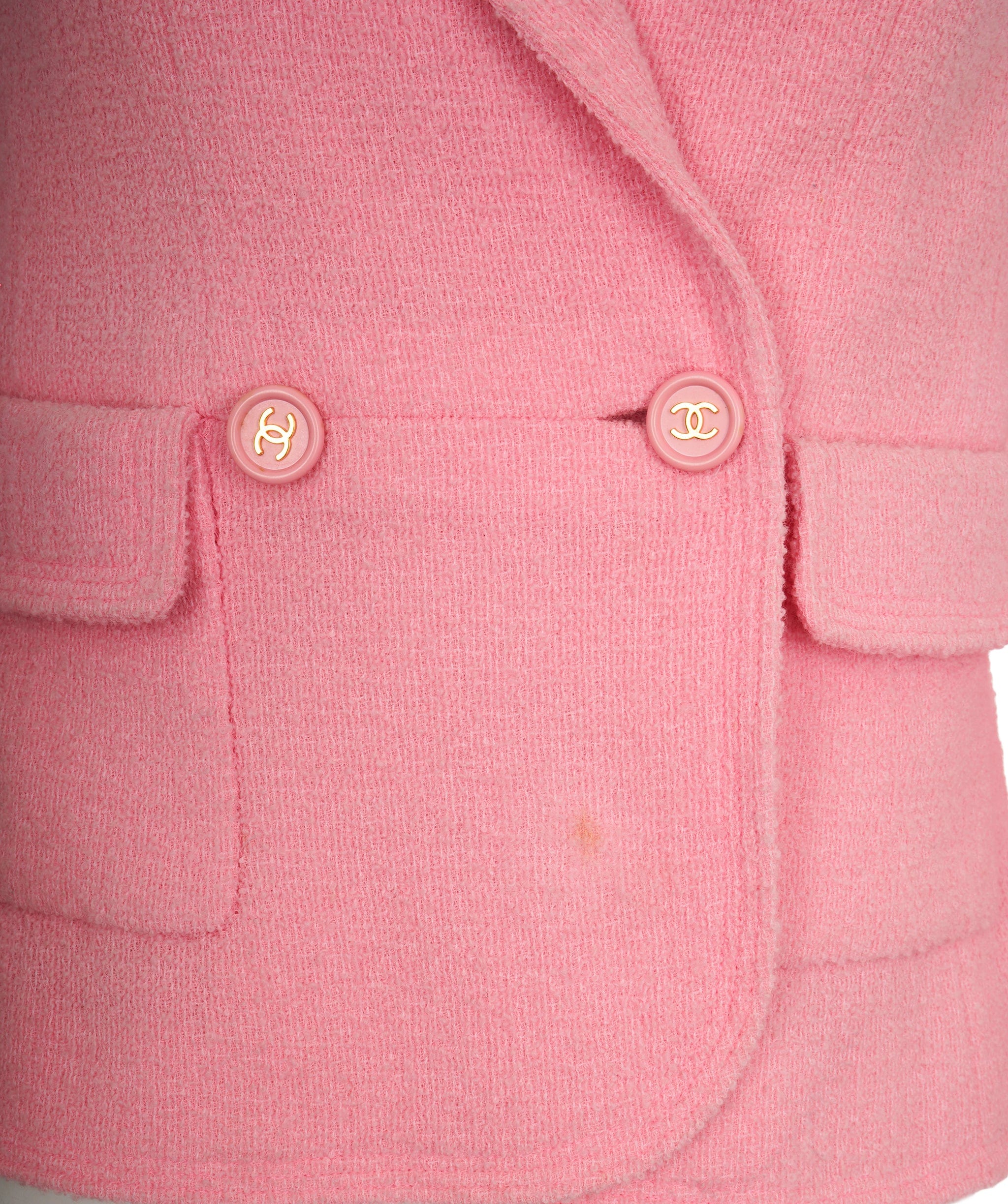 Chanel Chanel Pink Tweed CC Button Jacket 97P  ALC1725