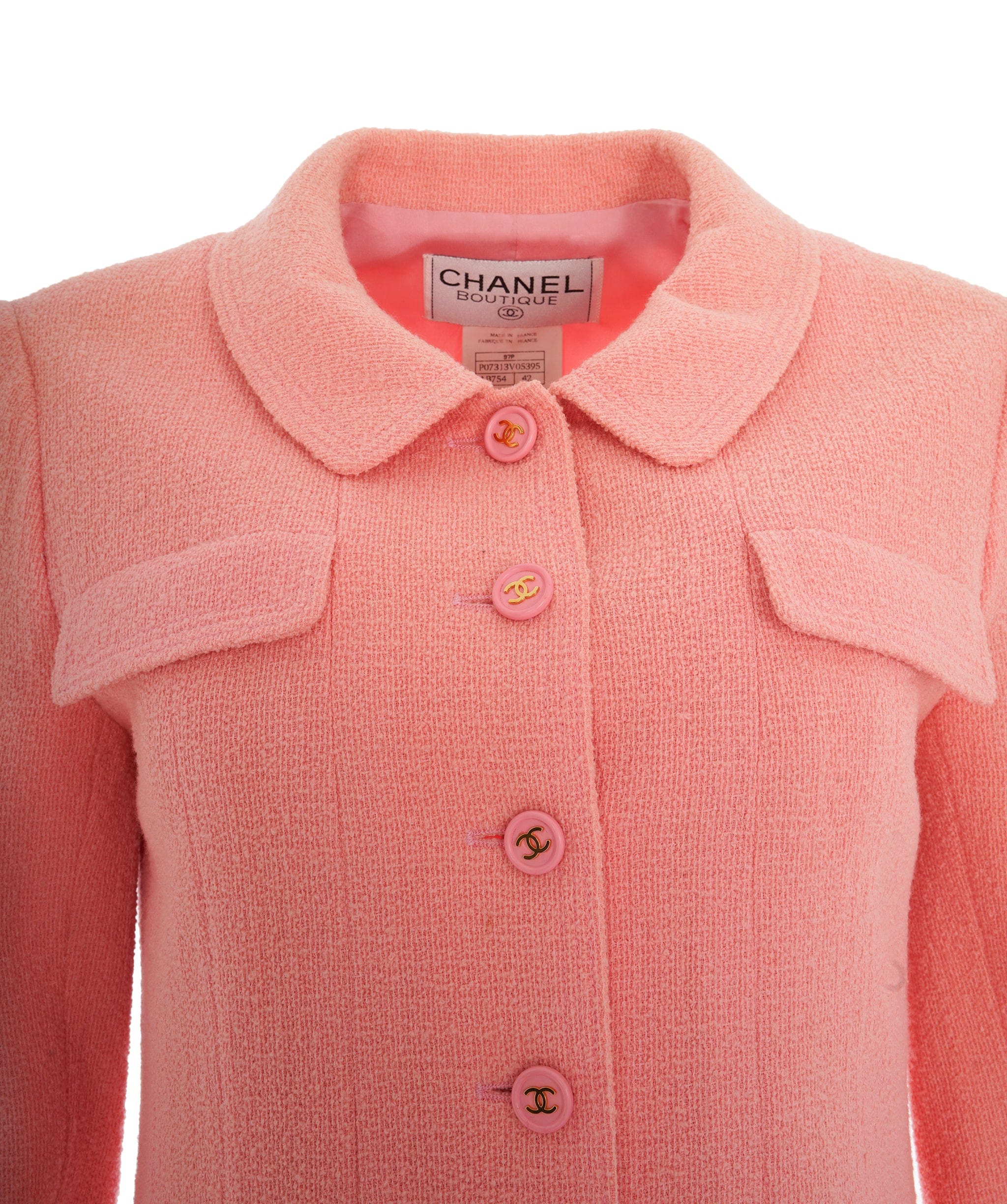 Chanel Chanel Pink Tweed Jacket Sz 42 UKL1360