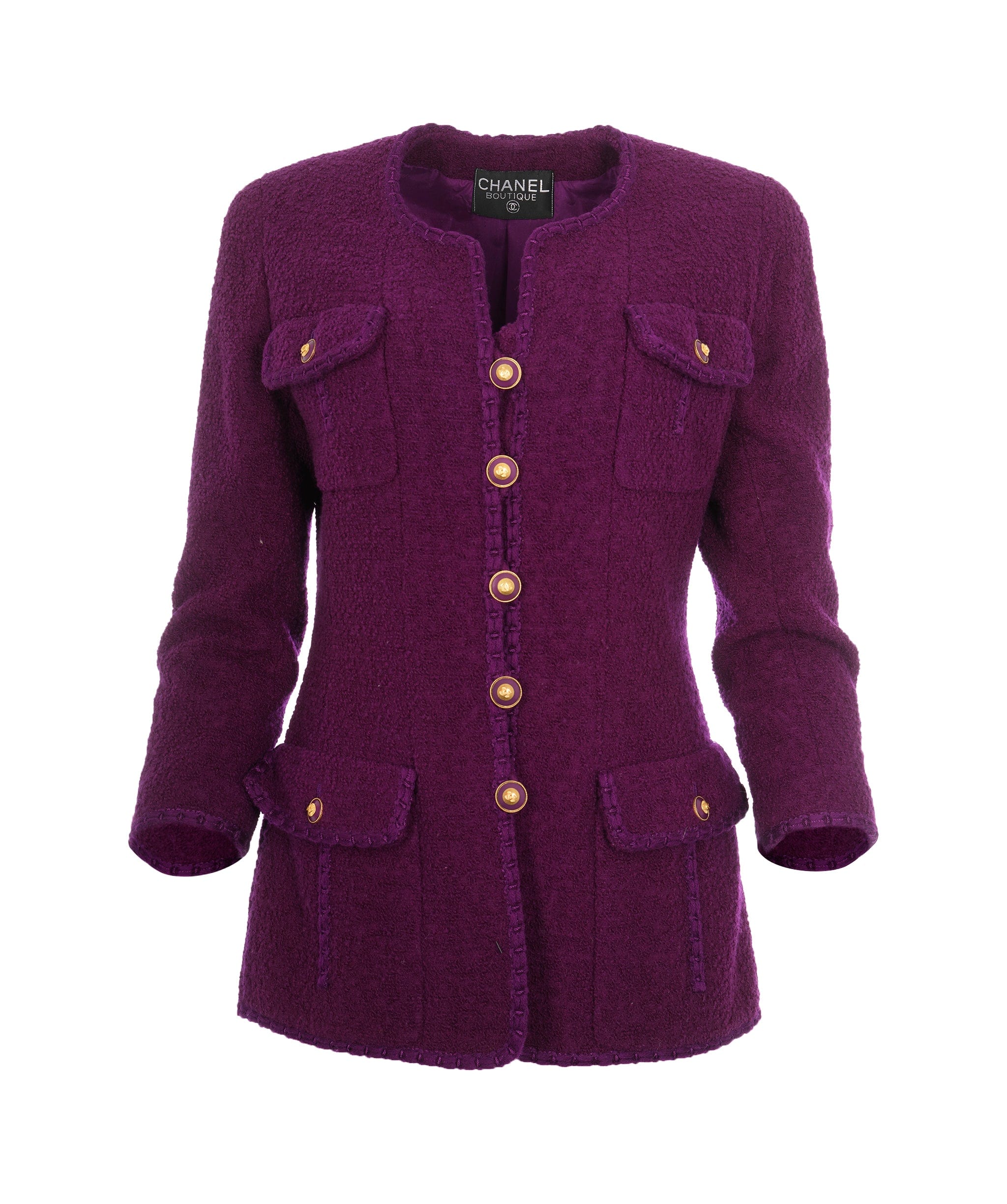 Chanel Chanel Purple 1993 Boucle Tweed Jacket UKL1372