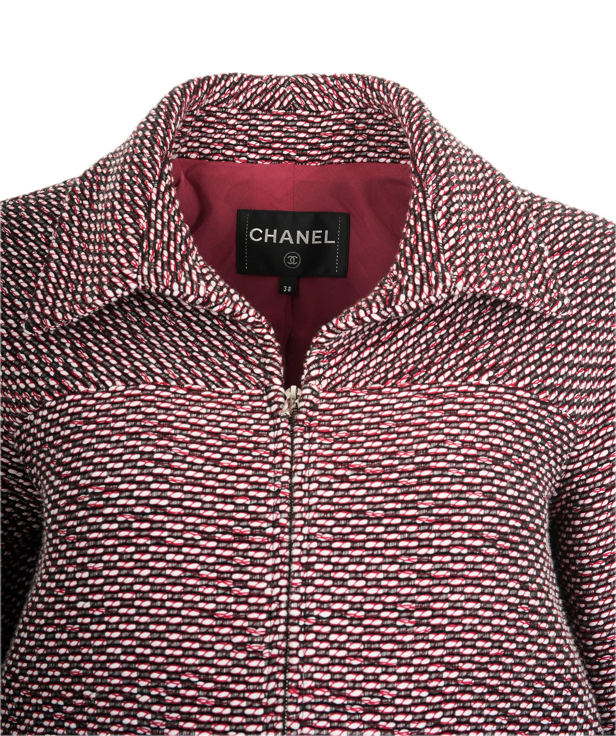 Chanel Chanel red and black cropped short sleeve tweed jacket - AJC0762