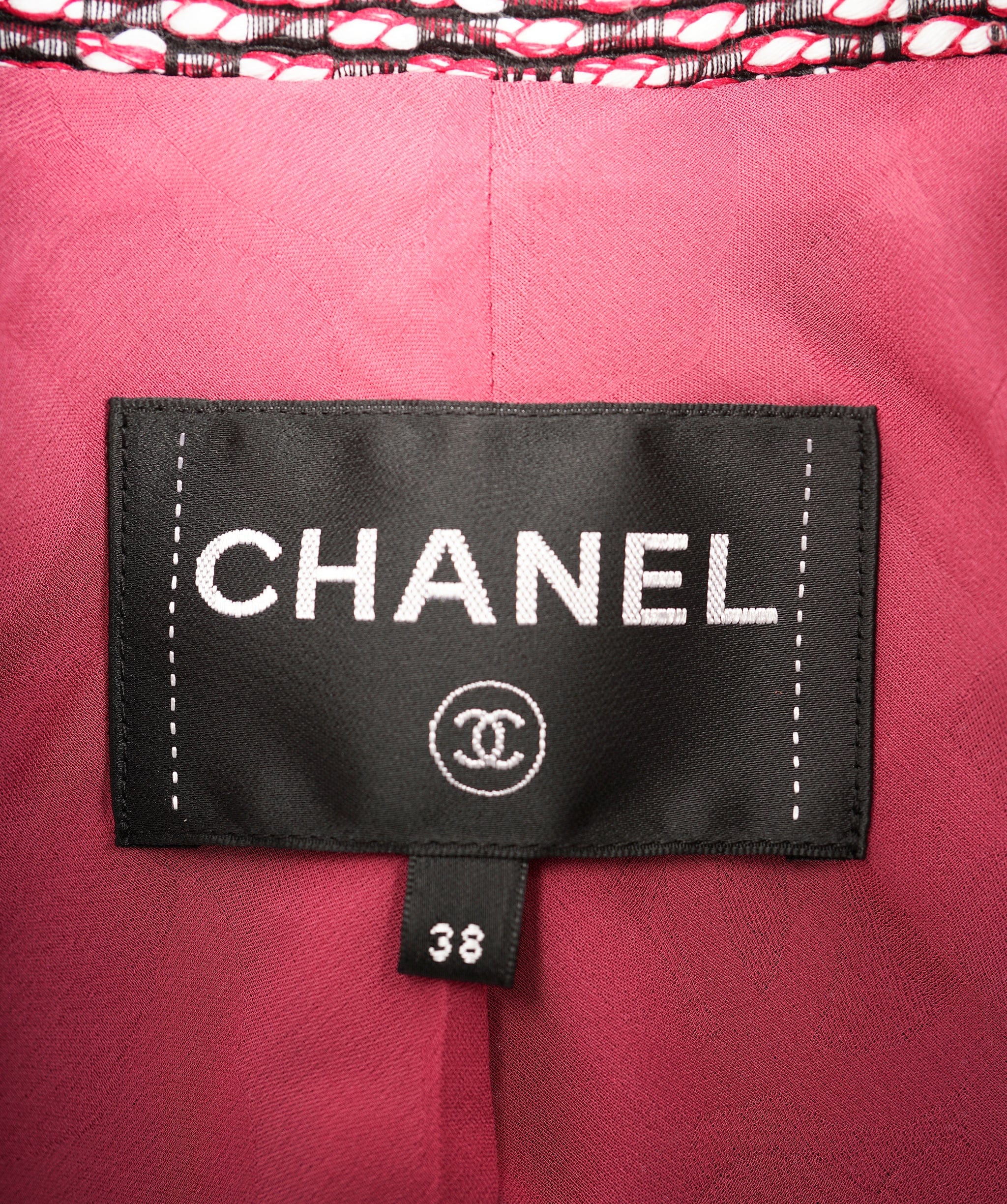 Chanel Chanel red and black cropped short sleeve tweed jacket - AJC0762