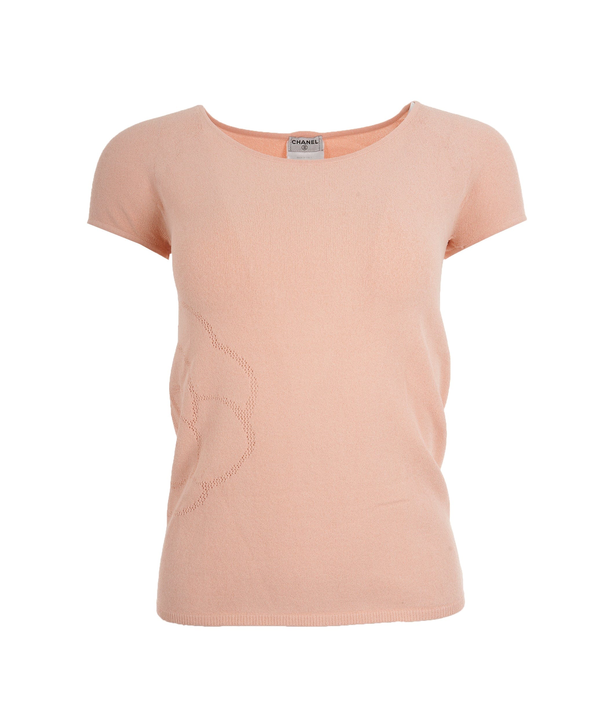 Chanel Chanel Side CC Camellia Knit Top Peach  DXBS0149