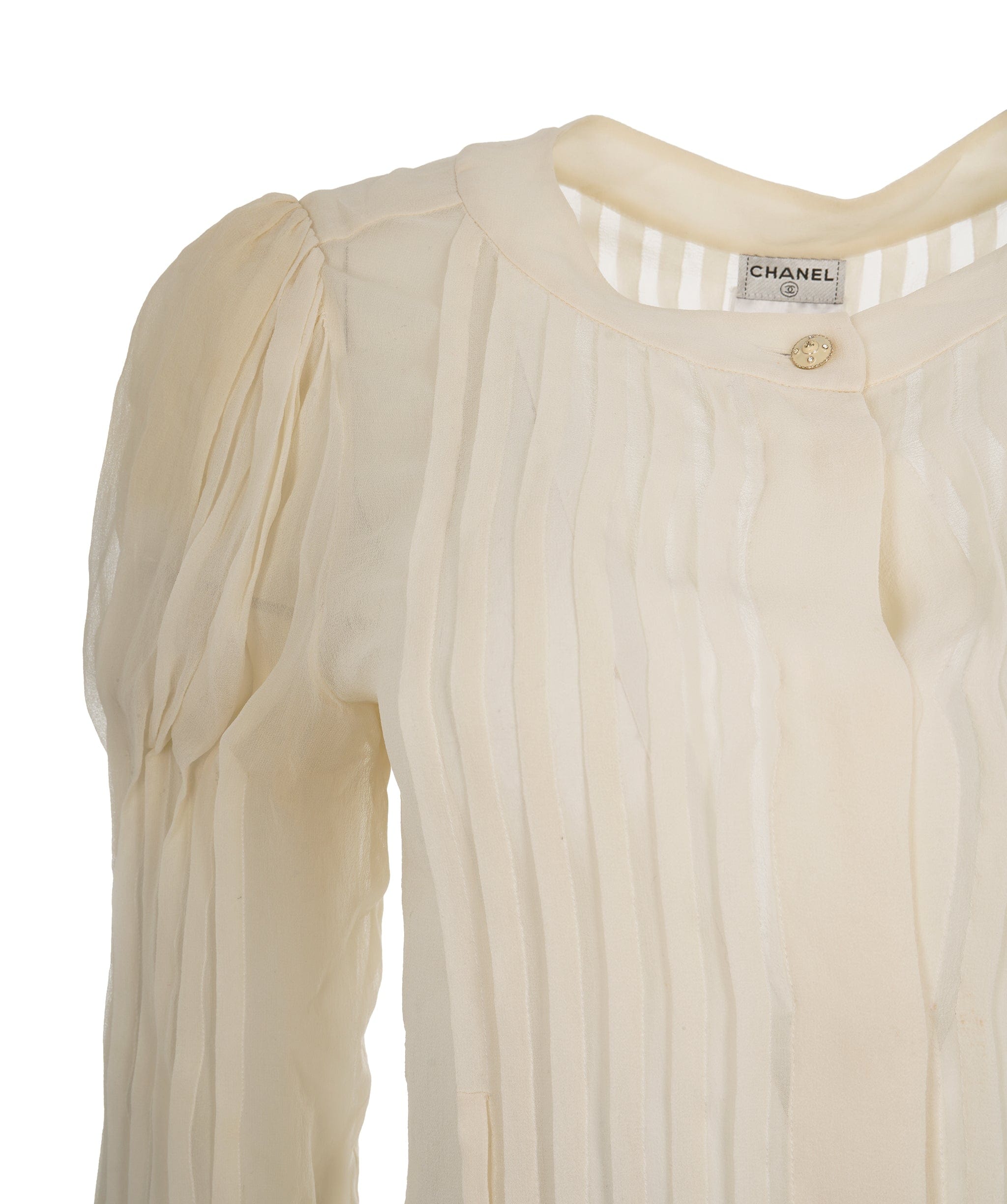 Chanel Chanel Silk Cream Button Shirt  ALC1484