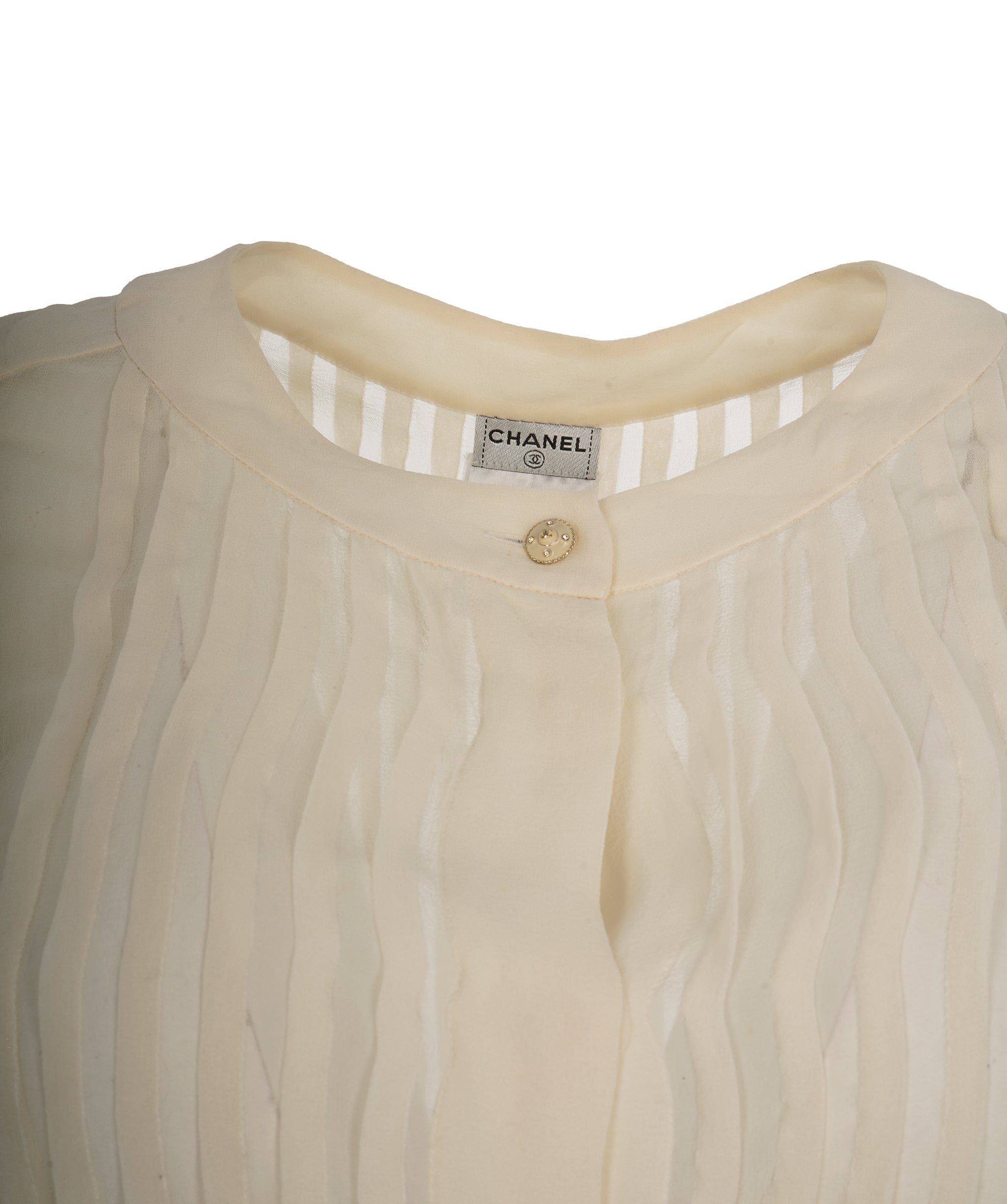 Chanel Chanel Silk Cream Button Shirt  ALC1484