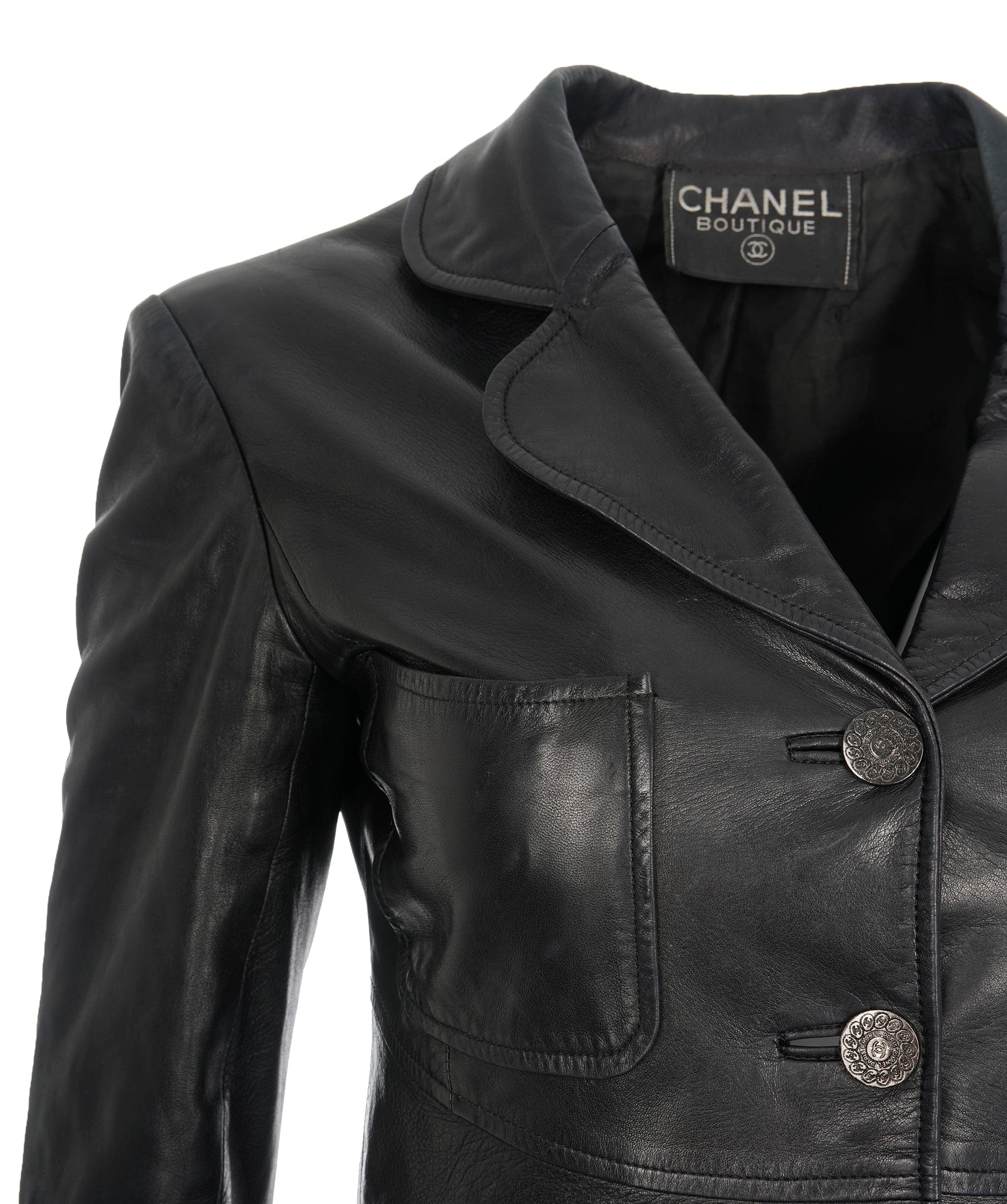 Chanel Chanel Single Breasted Leather Blazer ALL0669