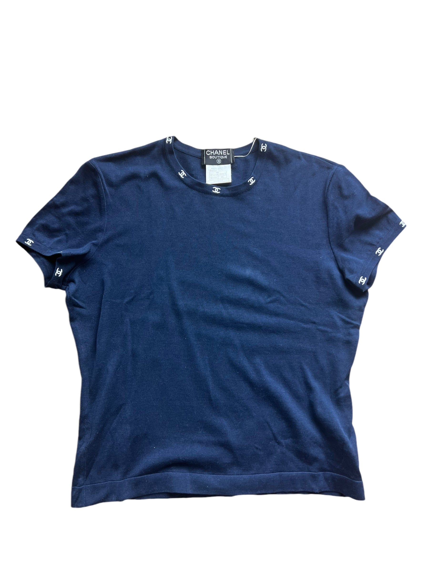 Chanel Chanel Small CC Stitch Top Navy DXBS0563