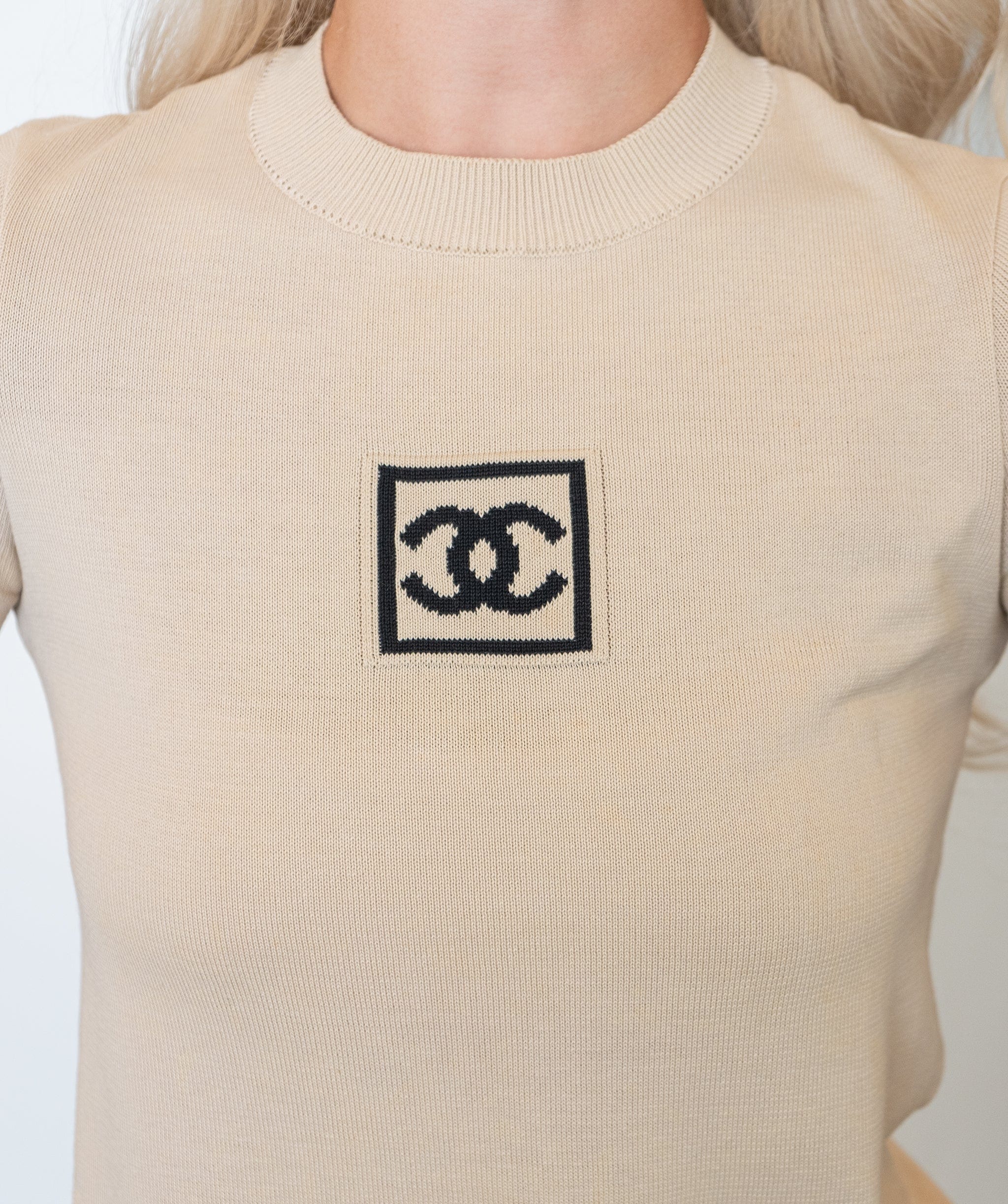 Chanel Chanel Sport 03A CC knit Top Beige 03A DXBS0226