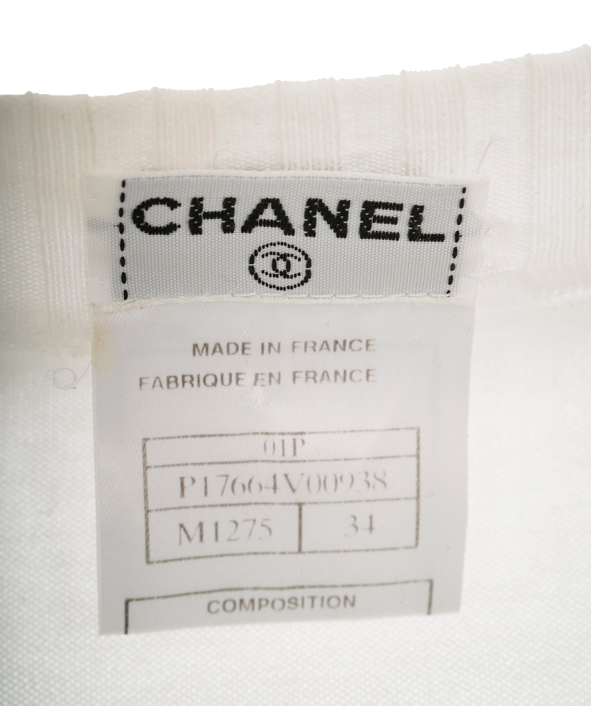 Chanel Chanel stamp logo long sleeve white top  AVC2109