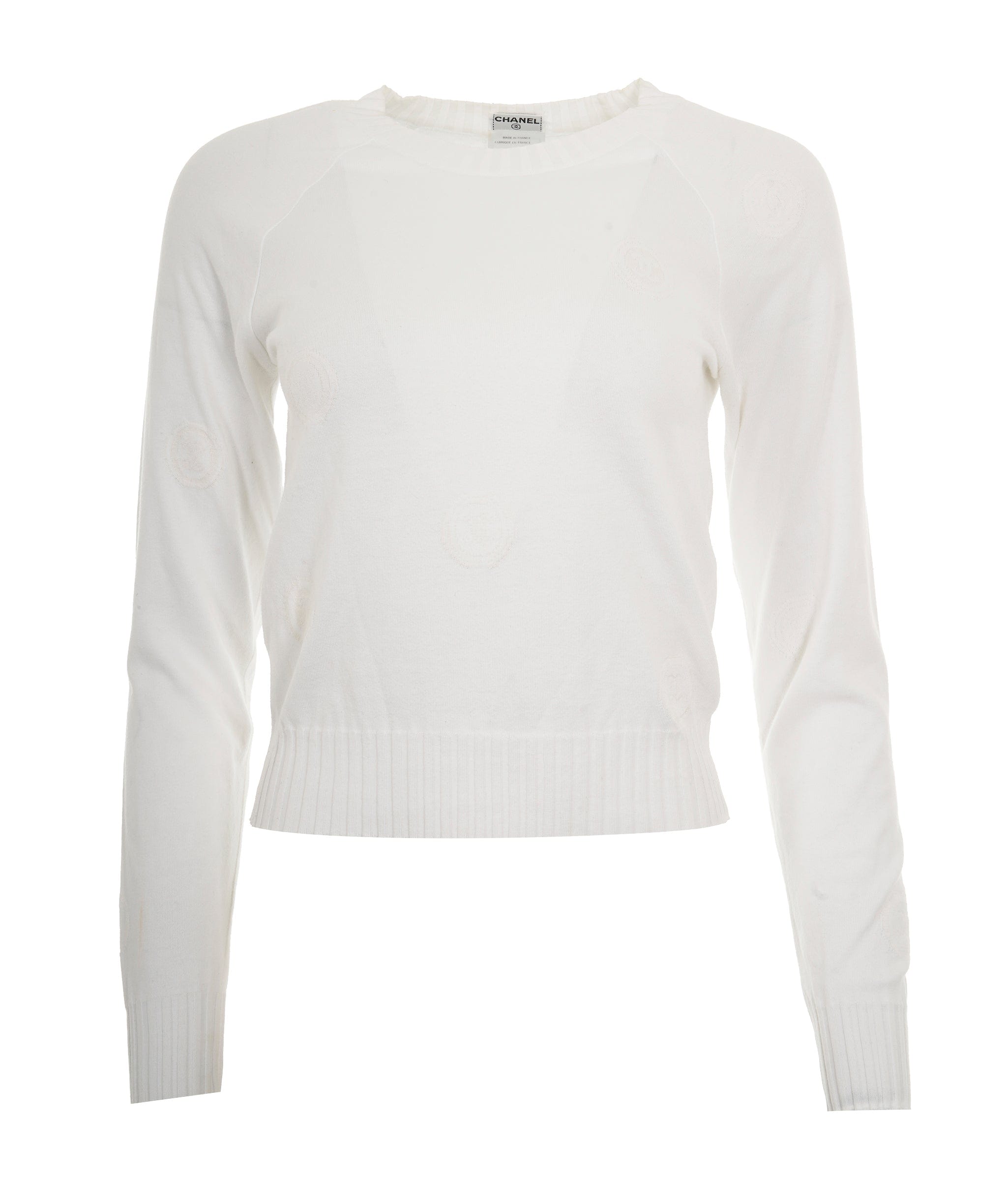 Chanel Chanel stamp logo long sleeve white top  AVC2109