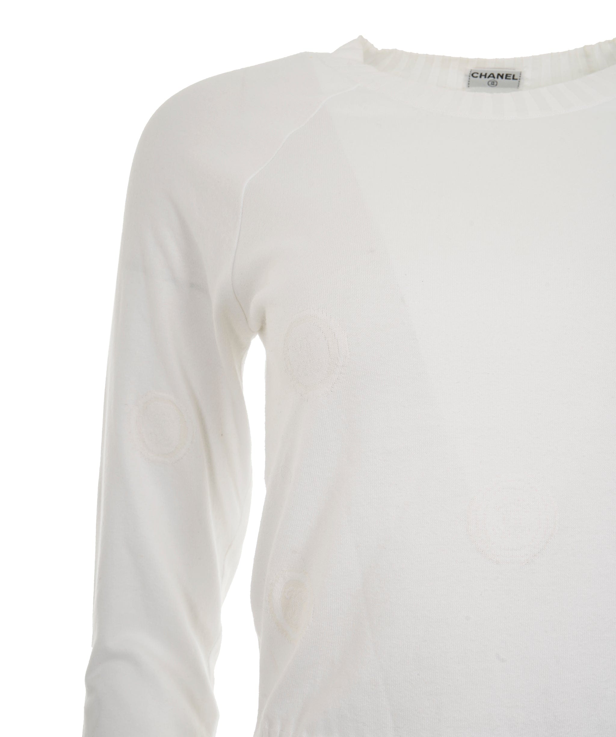 Chanel Chanel stamp logo long sleeve white top  AVC2109