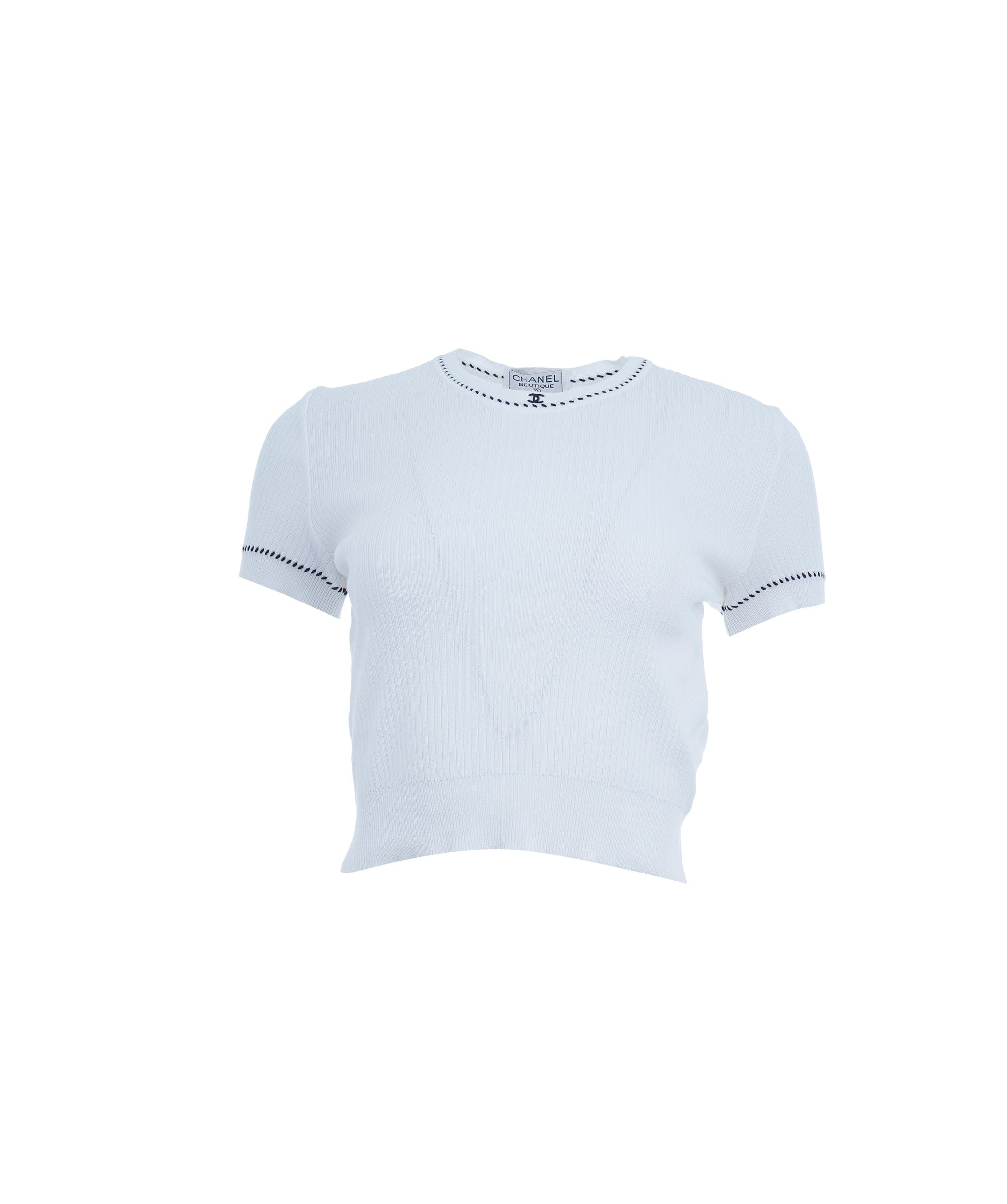 Chanel Chanel Stitched Ribbed Top White ASL10721