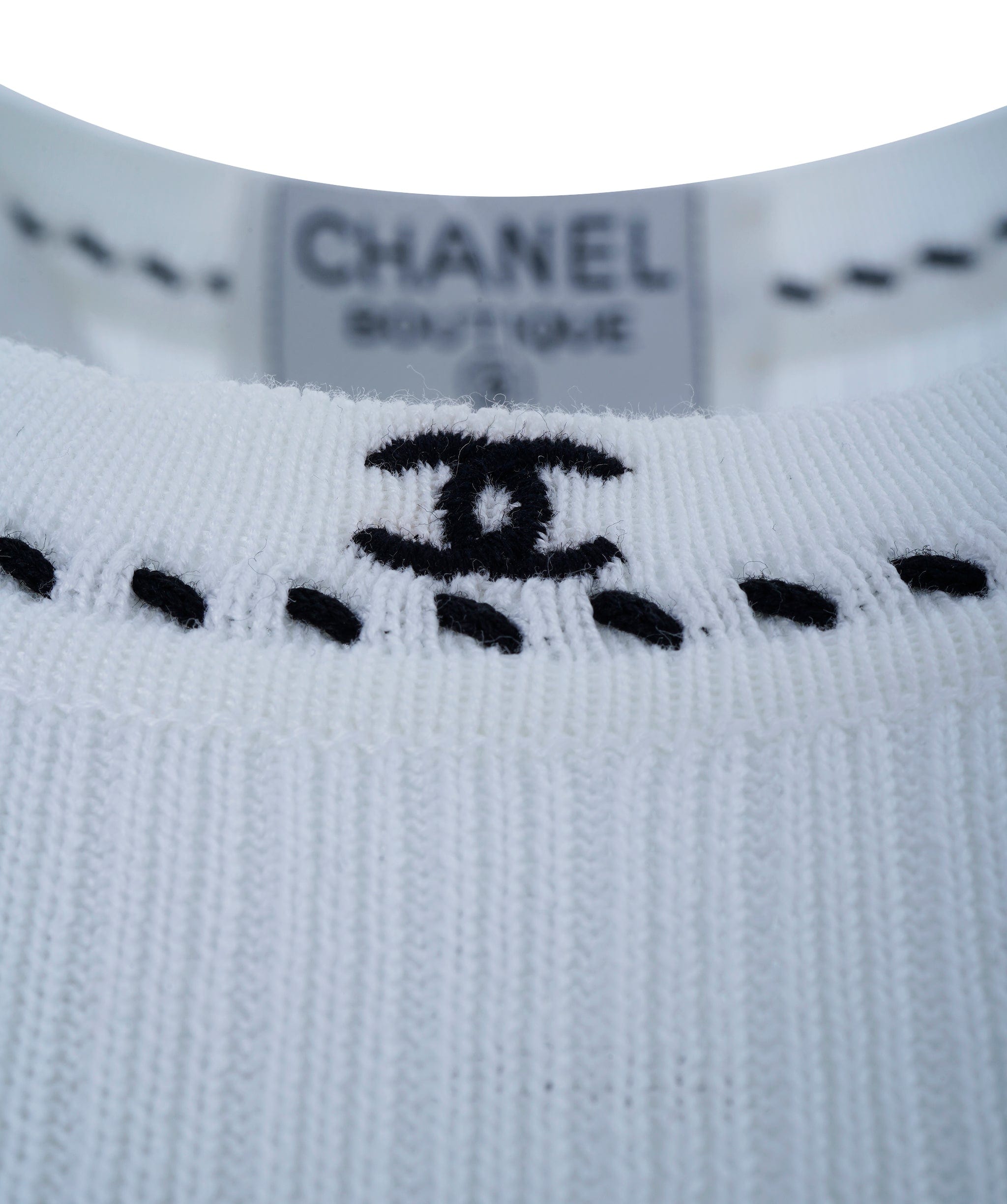 Chanel Chanel Stitched Ribbed Top White ASL10721