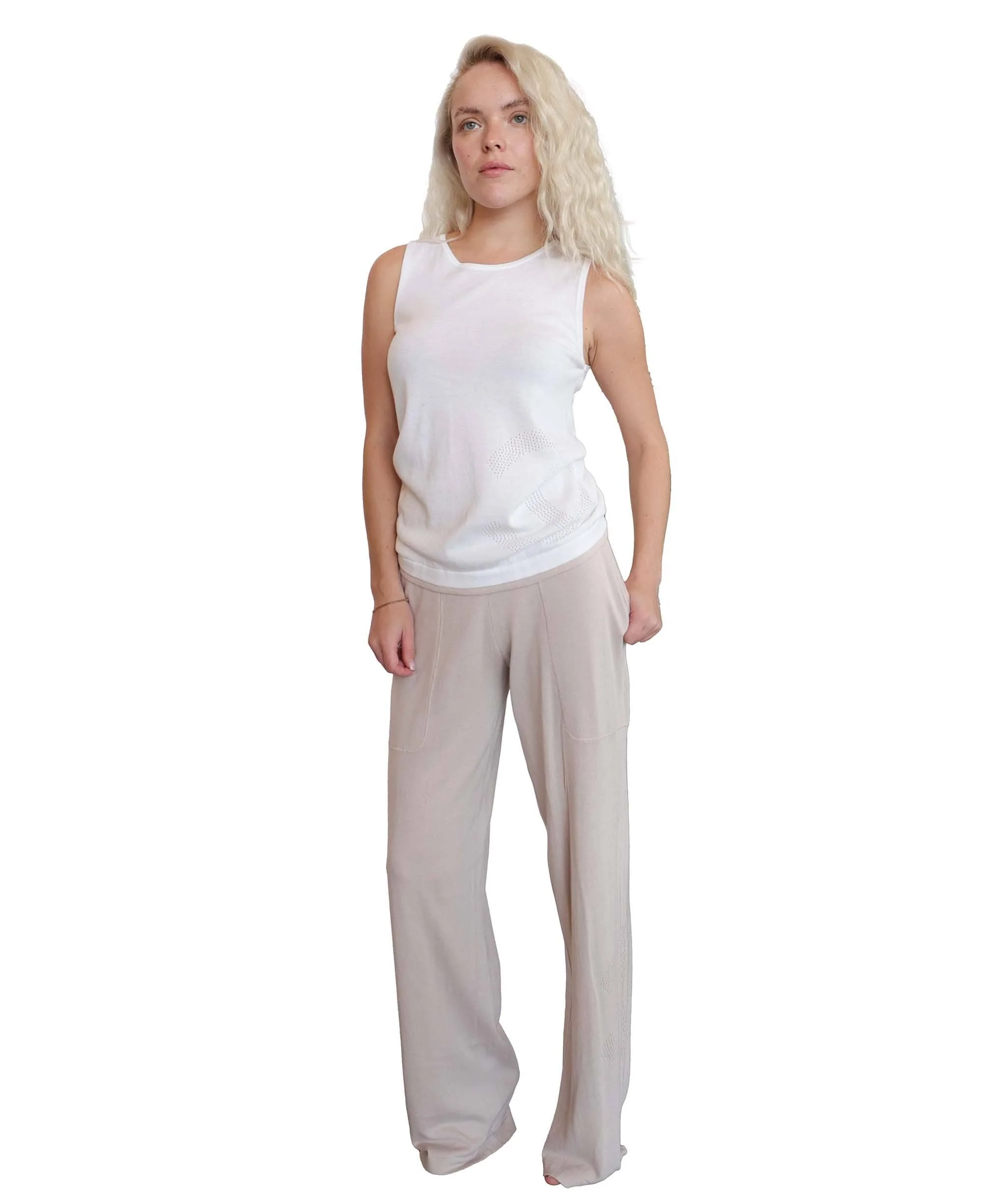 Chanel Chanel Tank Pants Set White Beige DXBS0219