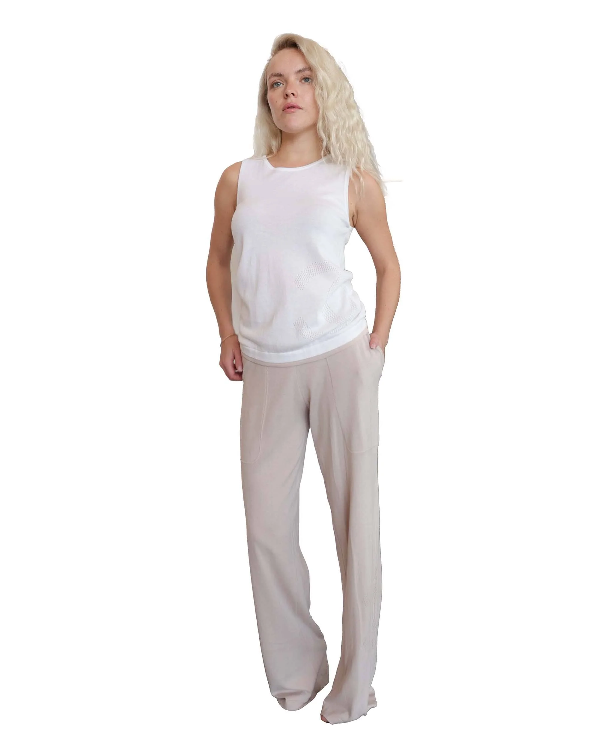 Chanel Chanel Tank Pants Set White Beige DXBS0219