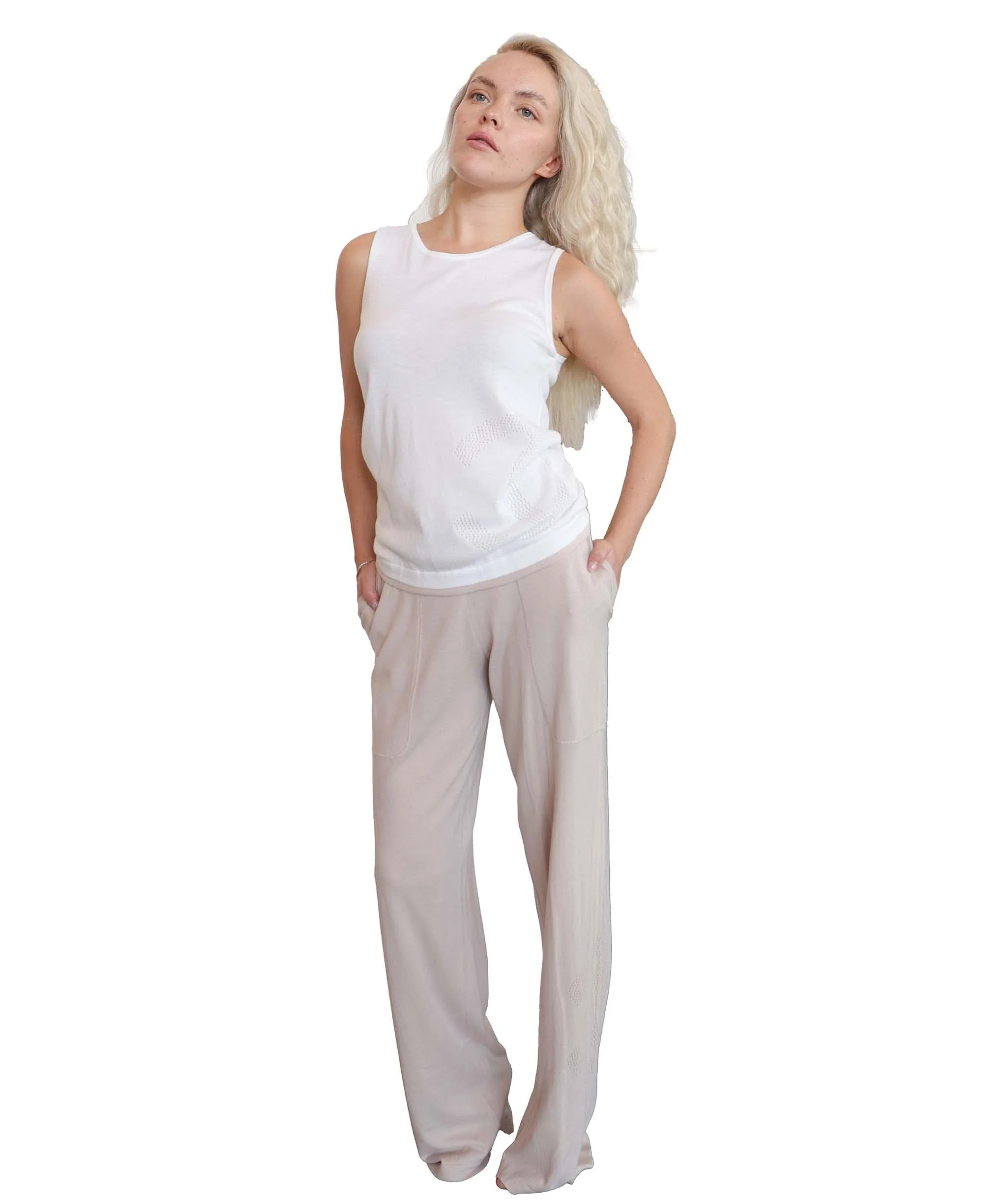 Chanel Chanel Tank Pants Set White Beige DXBS0219