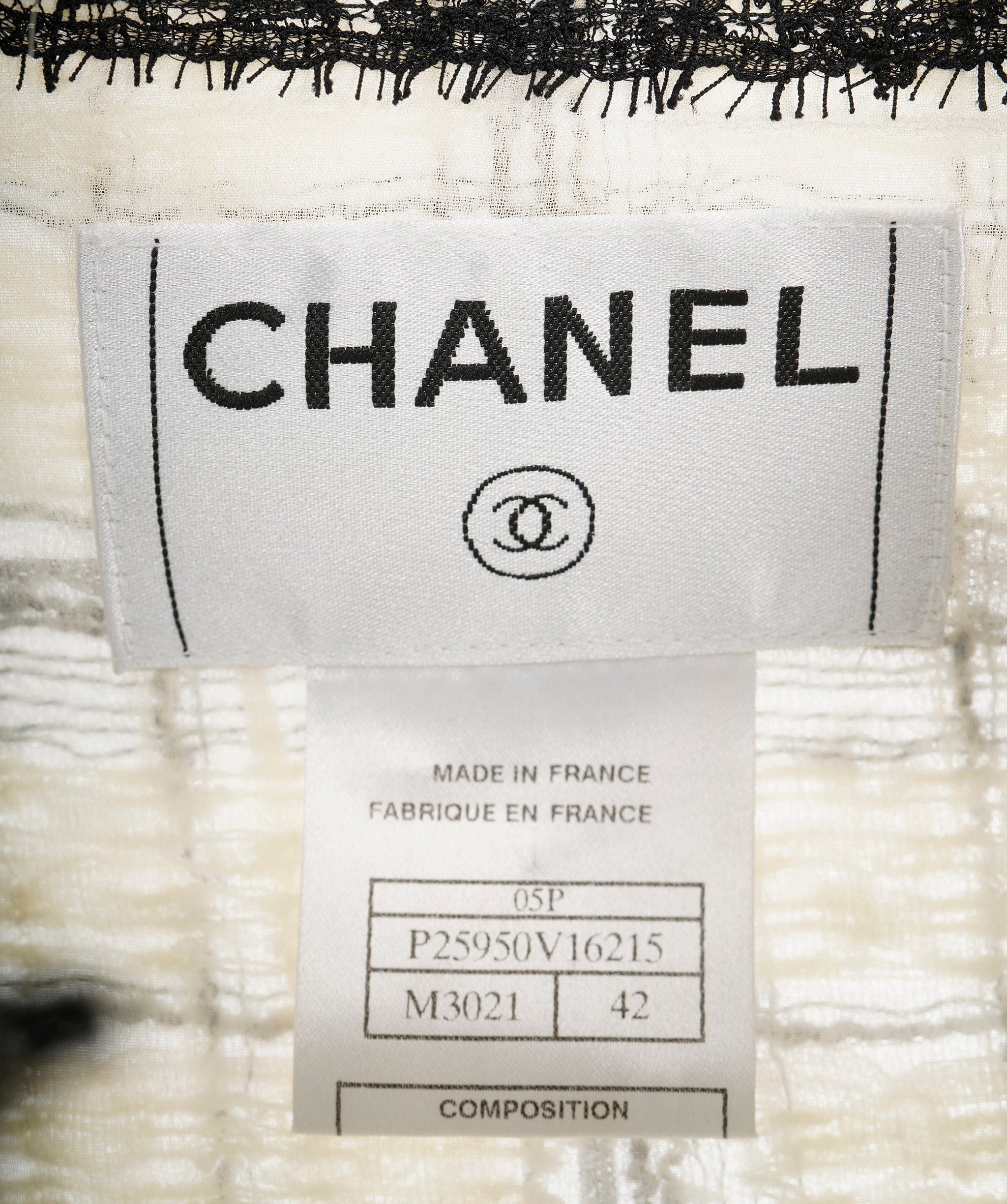 Chanel Chanel Tweed Jacket White Black Plaid ASL10509