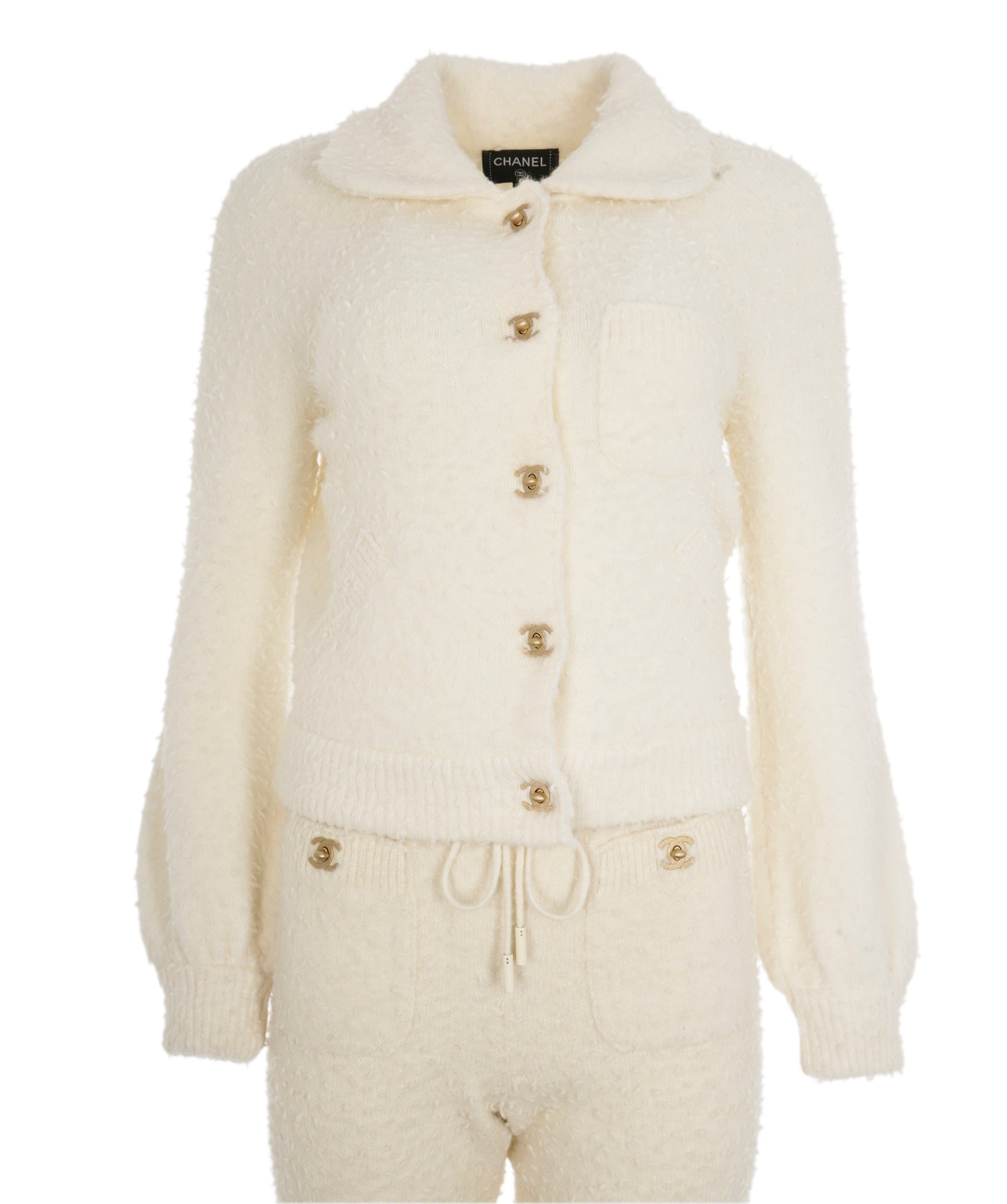 Chanel Chanel White Turnlock CC Cardigan and Joggers ALL0593