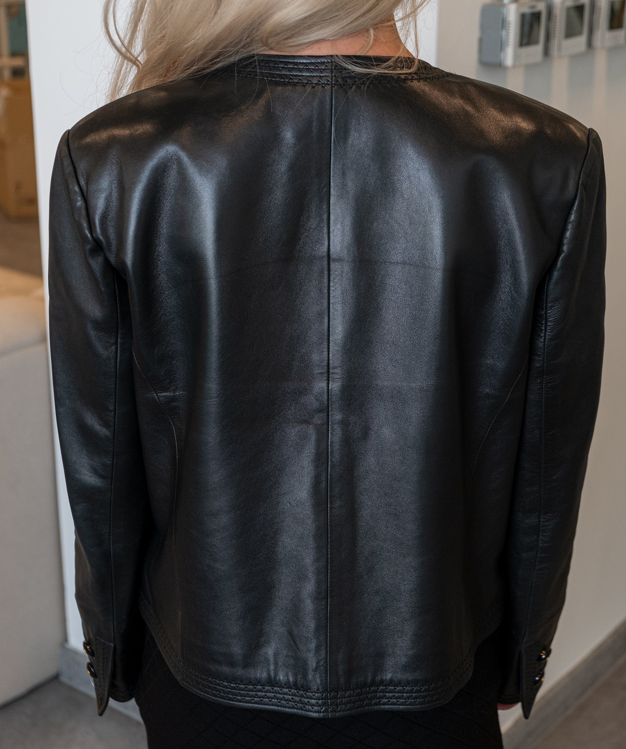 Chanel RARE Chanel Leather Jacket Open Front Black  DXBS0214