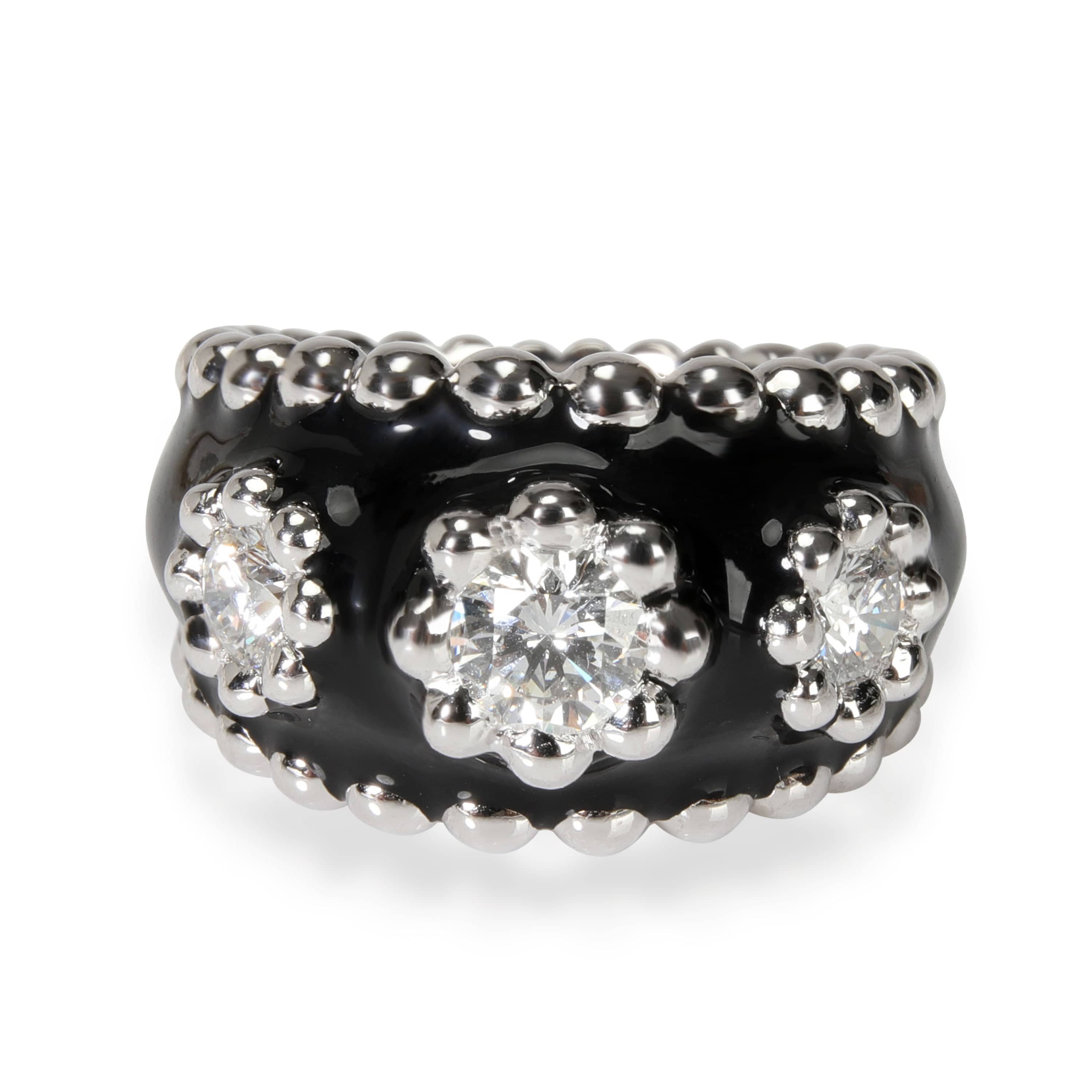 Chanel Vintage Chanel Diamond & Enamel Cocktail Ring in 18kt White Gold 0.9 CTW