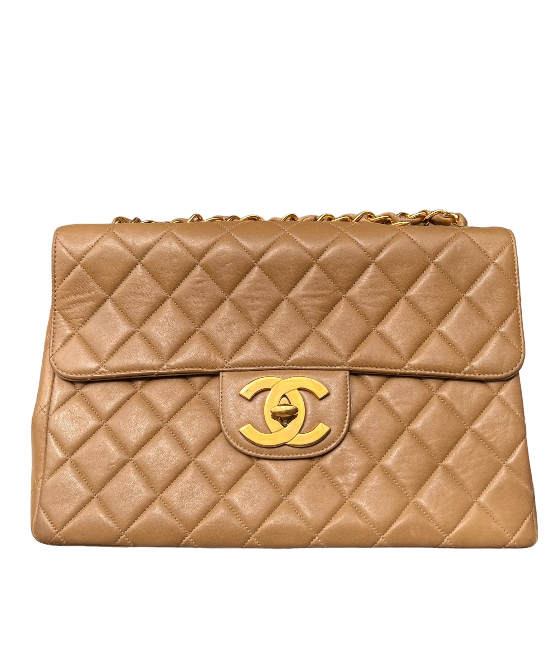 Chanel Chanel Vintage Dark Beige Jumbo Flap