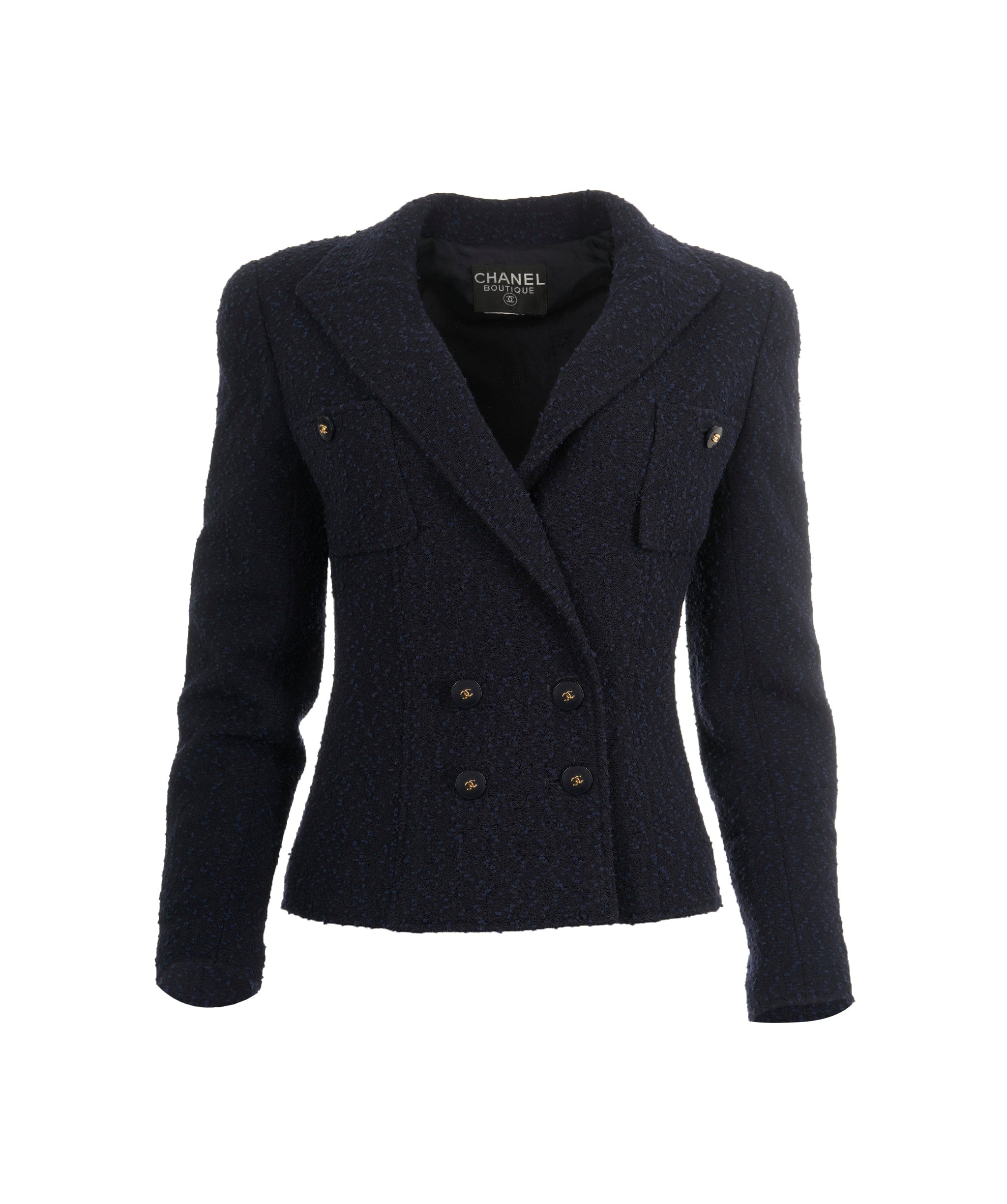 Chanel Chanel Tweed Jacket Blue Navy ASL8923