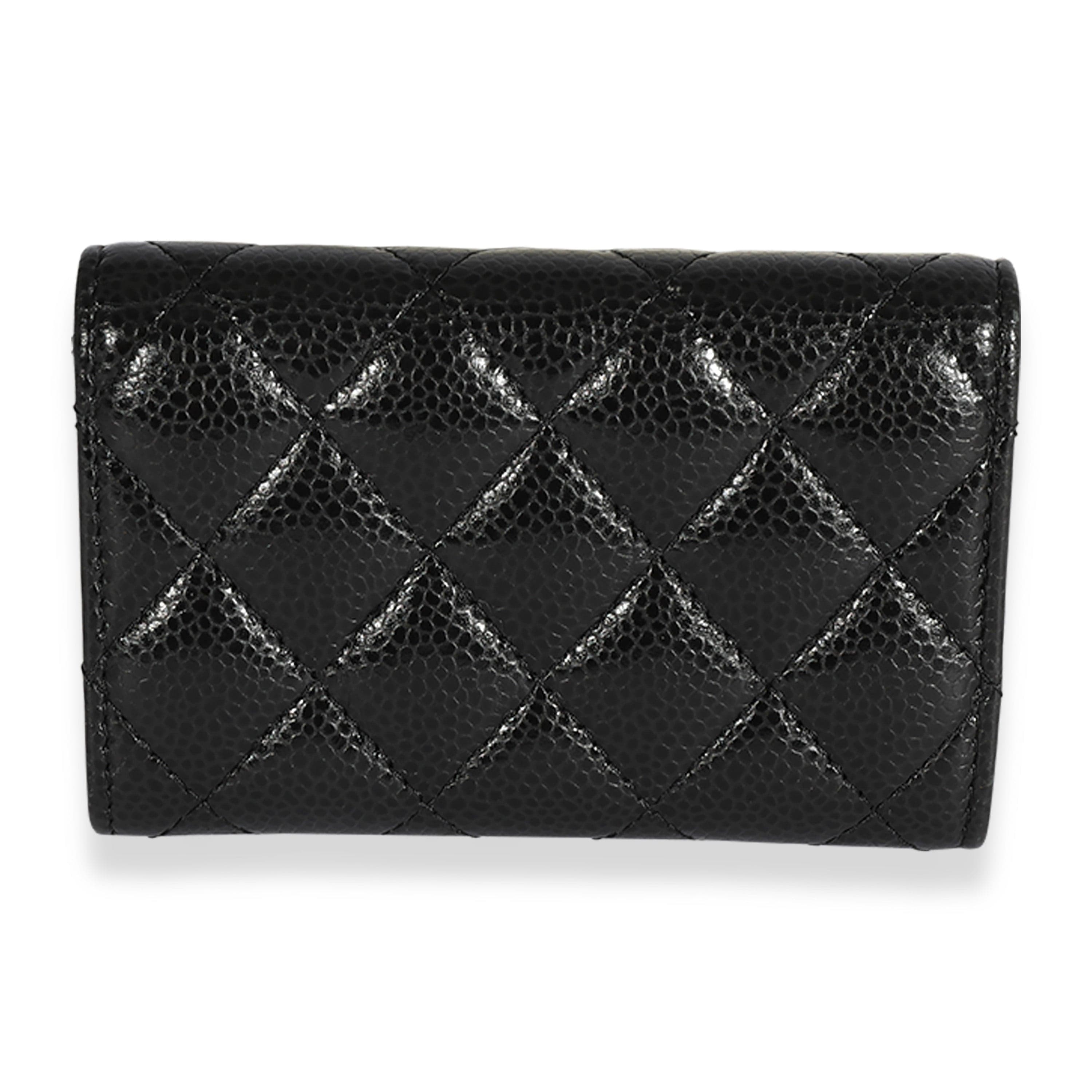 Chanel Chanel Black Quilted Caviar Flap Card Holder Wallet