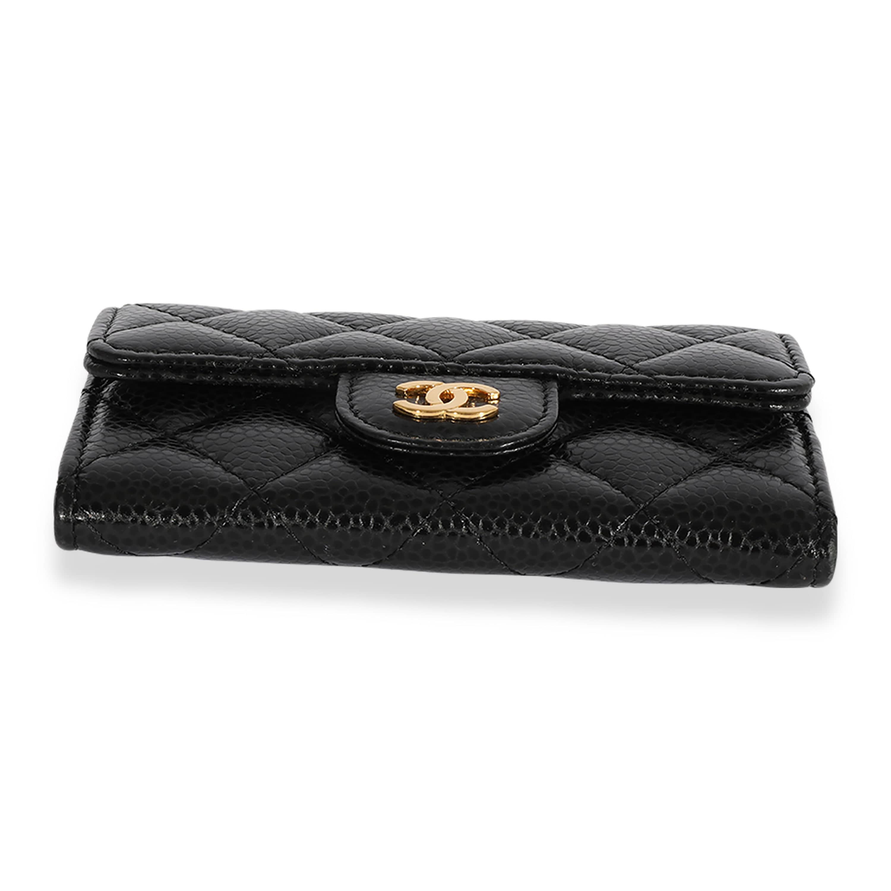 Chanel Chanel Black Quilted Caviar Flap Card Holder Wallet