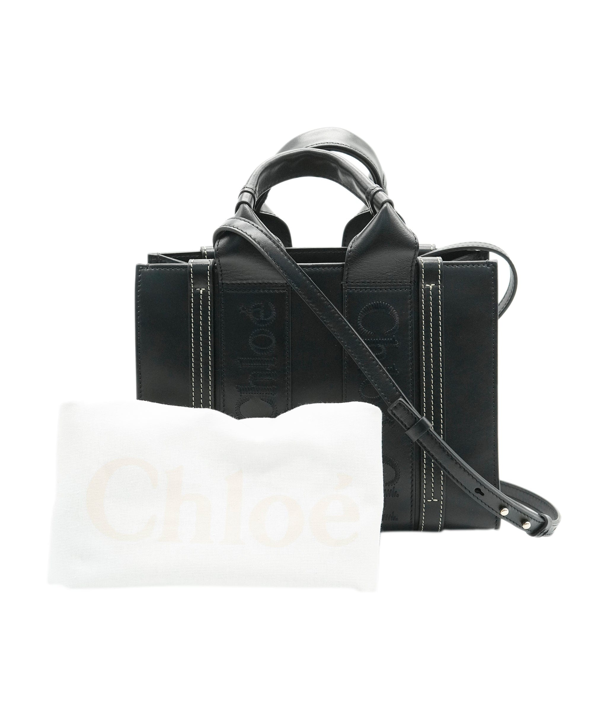 Chloé Chloe Black Leather Small Woody Tote ABC0818